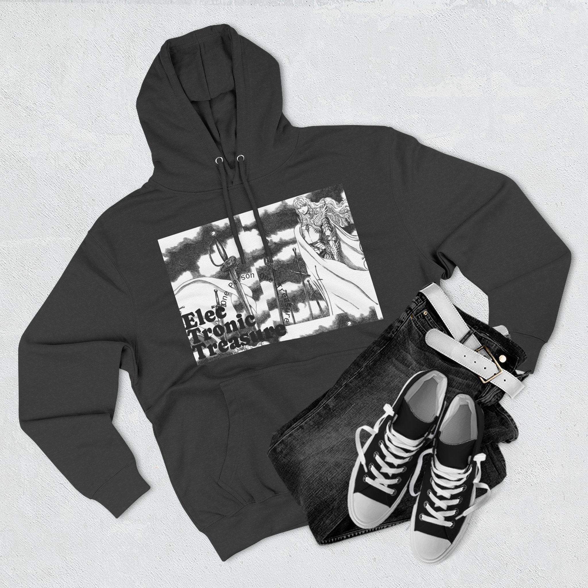 Griffith-Themed Fleece Hoodie — Electronic Treasure Graphic