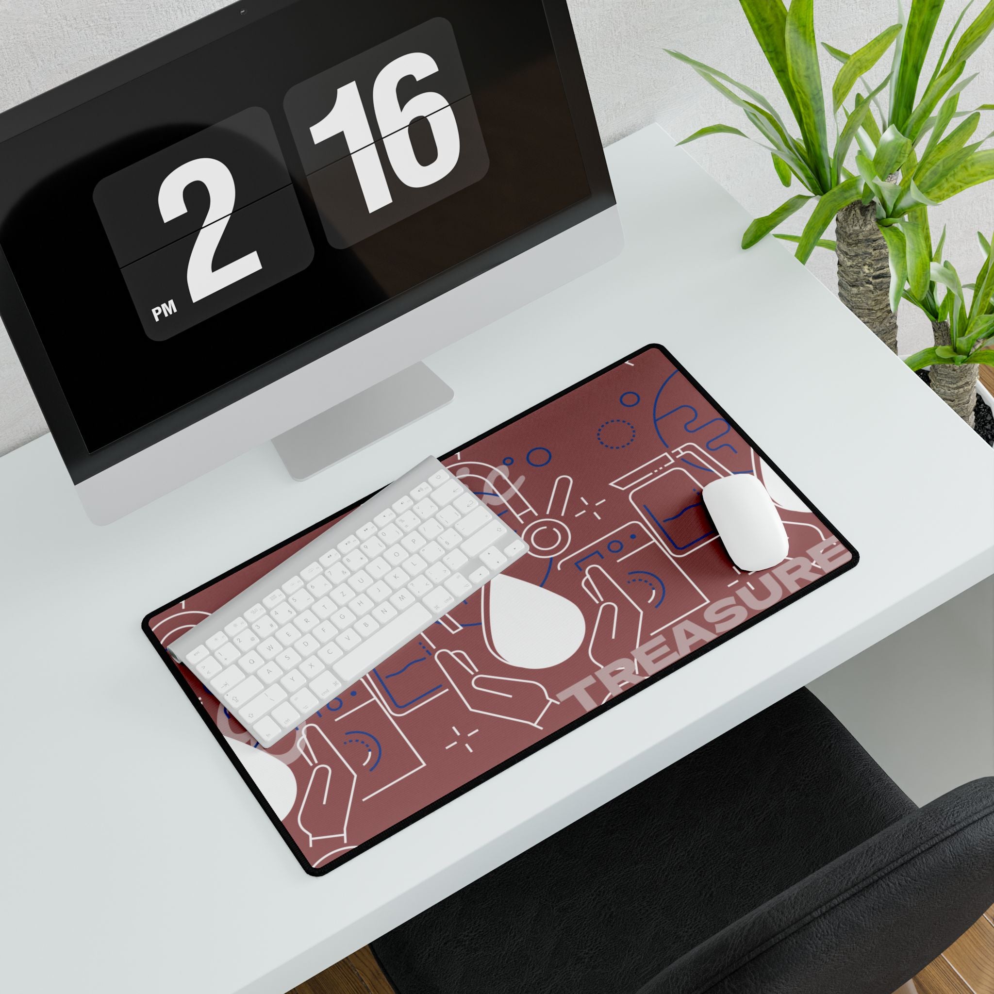 Electronic Treasure Cyberpunk Desk Mat — Neon Circuitry Treasure Map