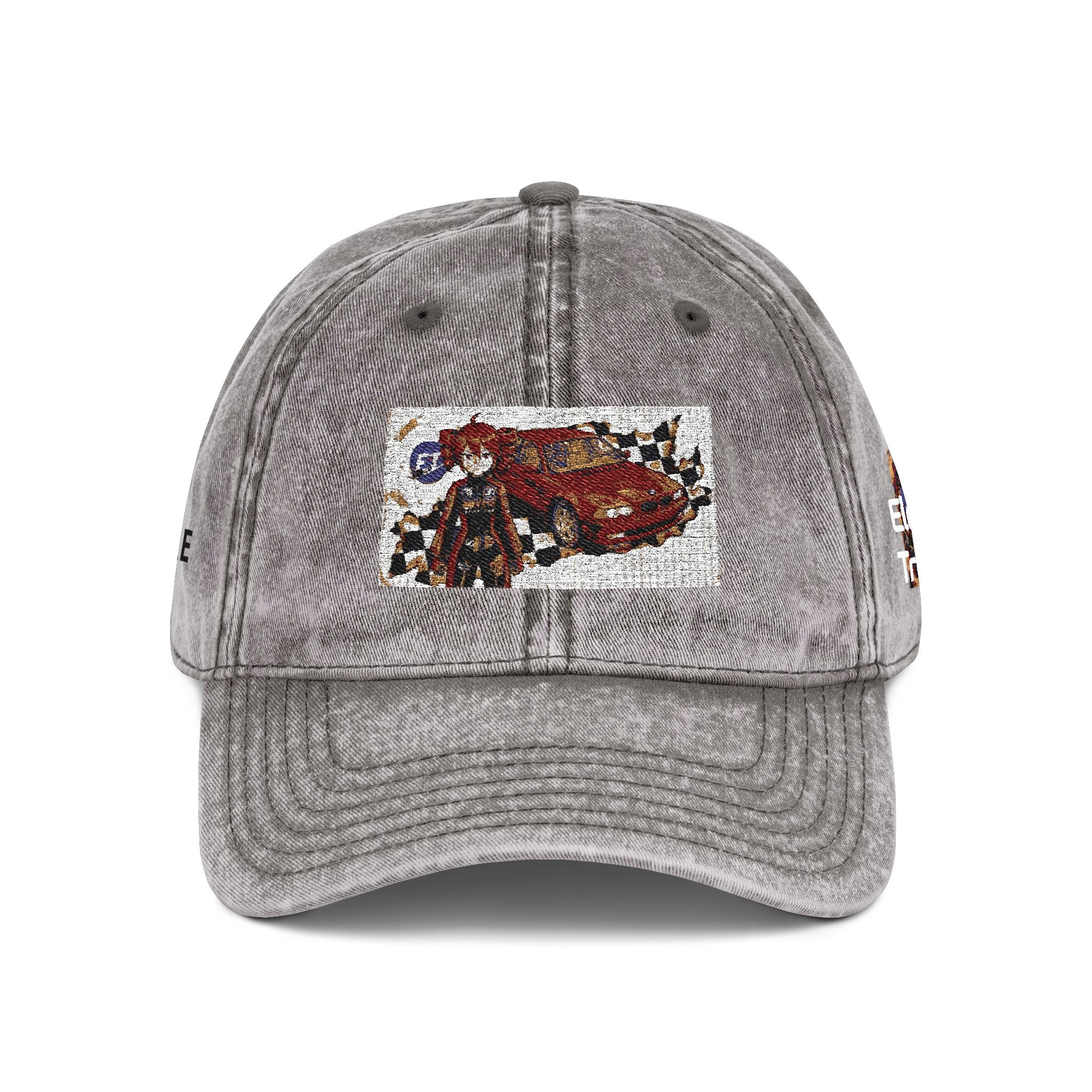 Red Haired Racer Vintage Embroidered Hat | Anime Racing Dad Cap | BMW Anime Washed Cap | Vocaloid Car Club Baseball Hat
