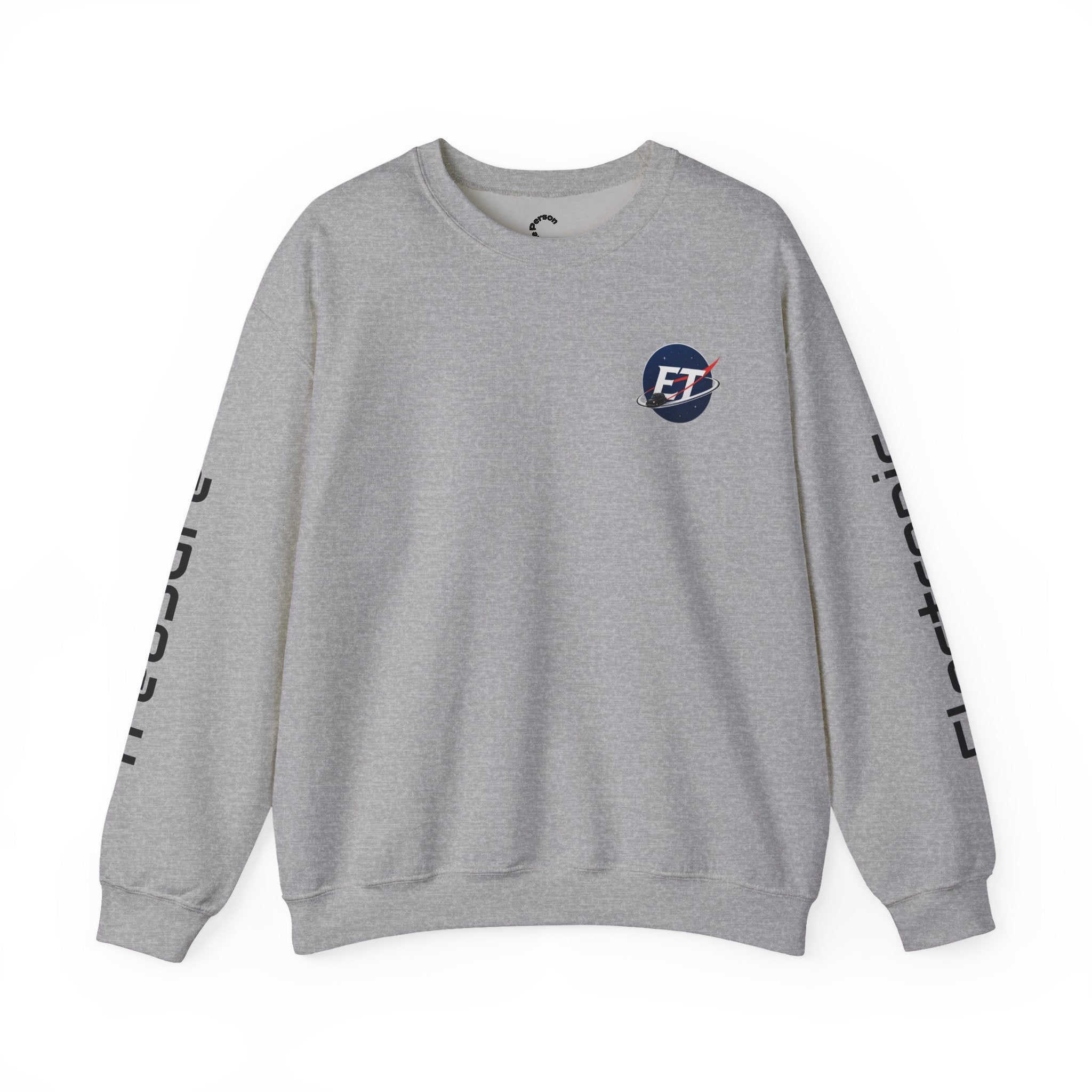 "Electronic Treasure" Embroidered Crewneck Sweater — Low Poly Rabbit Gunslinger Back Print | Unisex Long Sleeve