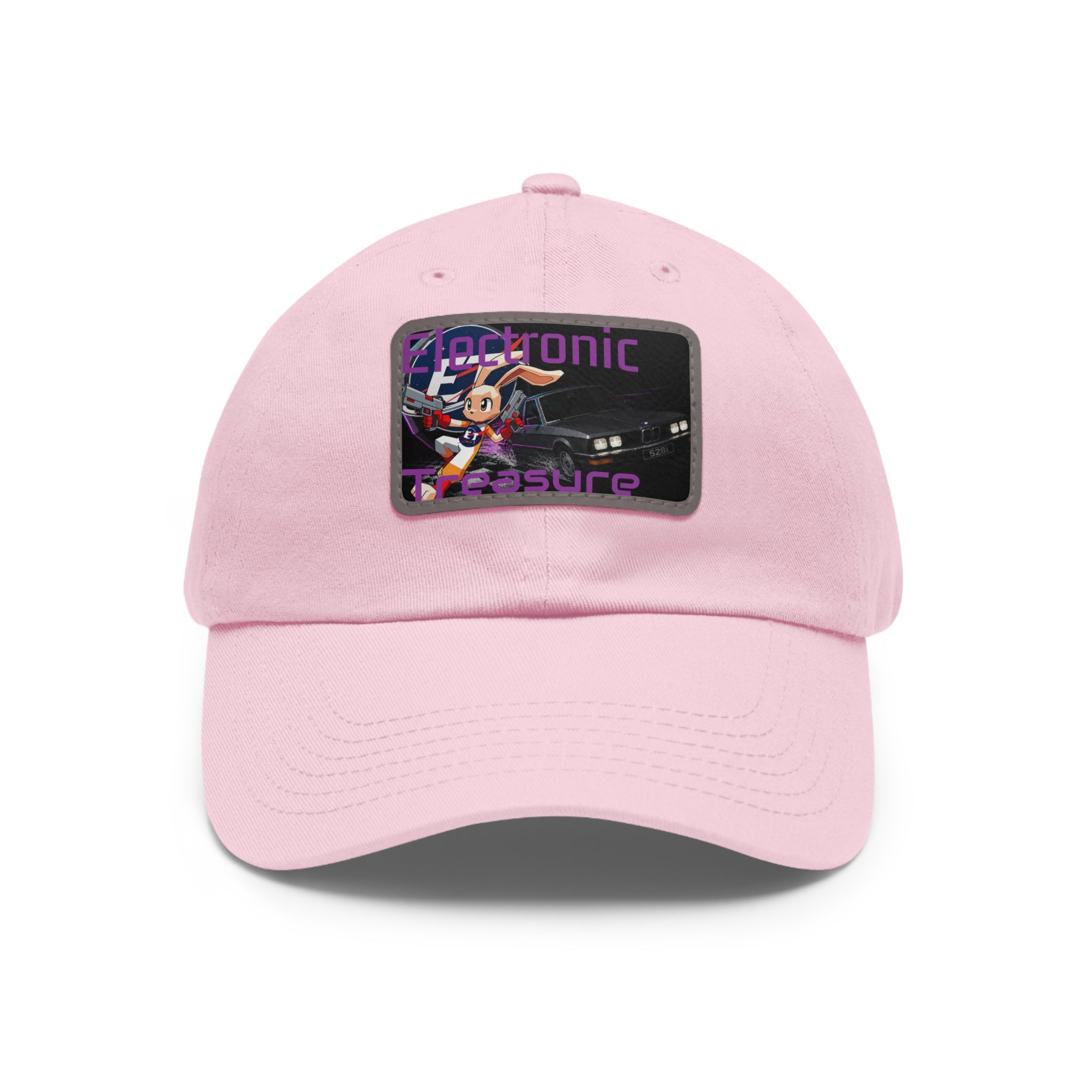 Electronic Treasure Dad Hat – Enzo Mascot Rectangular Leather Patch Cap