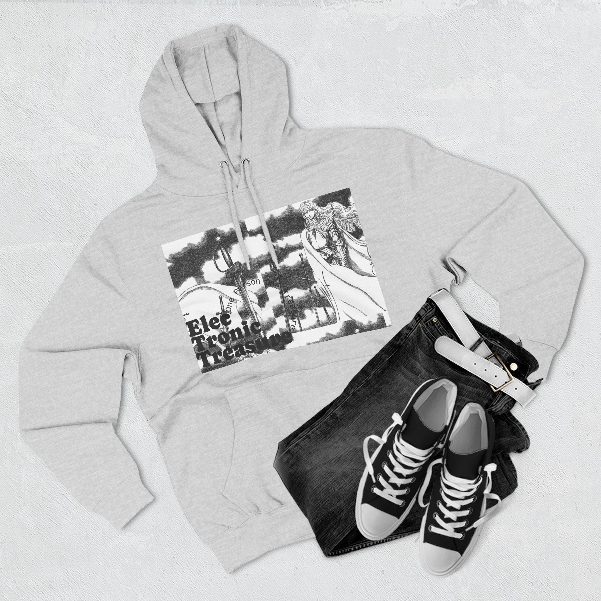 Griffith-Themed Fleece Hoodie — Electronic Treasure Graphic