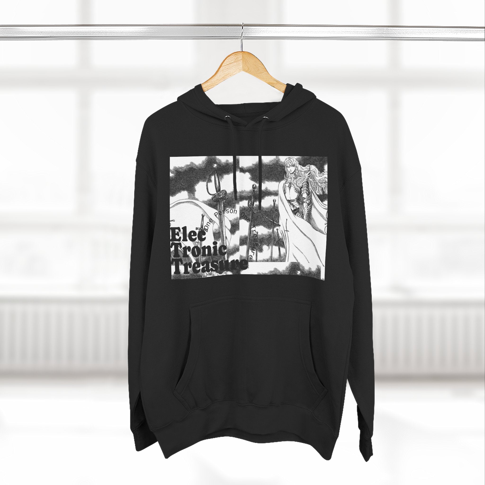 Griffith-Themed Fleece Hoodie — Electronic Treasure Graphic