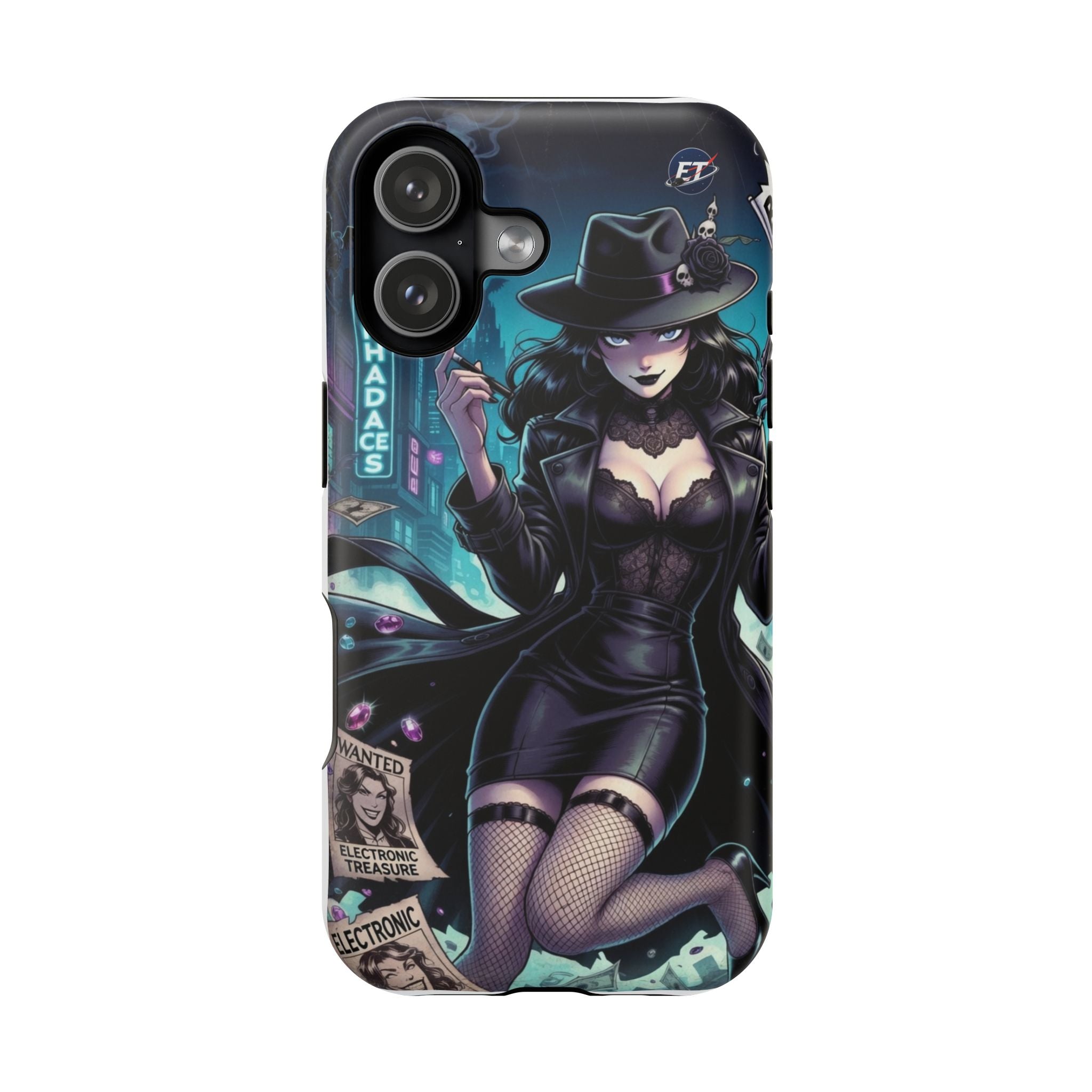 Magnetic Impact-Resistant Case — "The Shadow Wit" Gothic Noir Manga Femme Fatale Detective Design