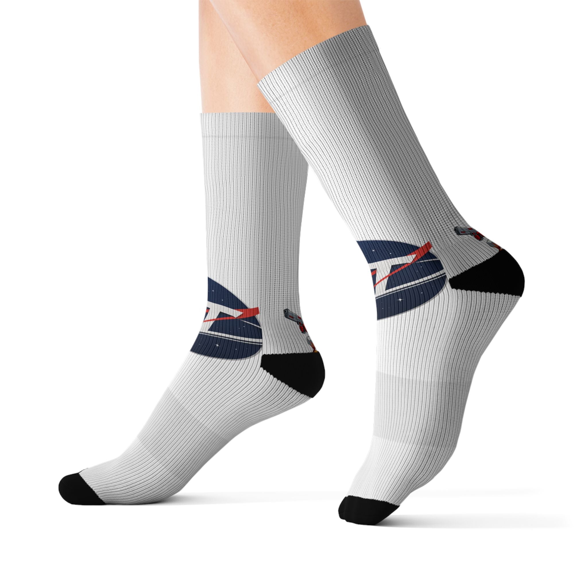 Electronic Treasure Sublimation Socks – Enzo Mascot & Electronic Treasure Logo Design