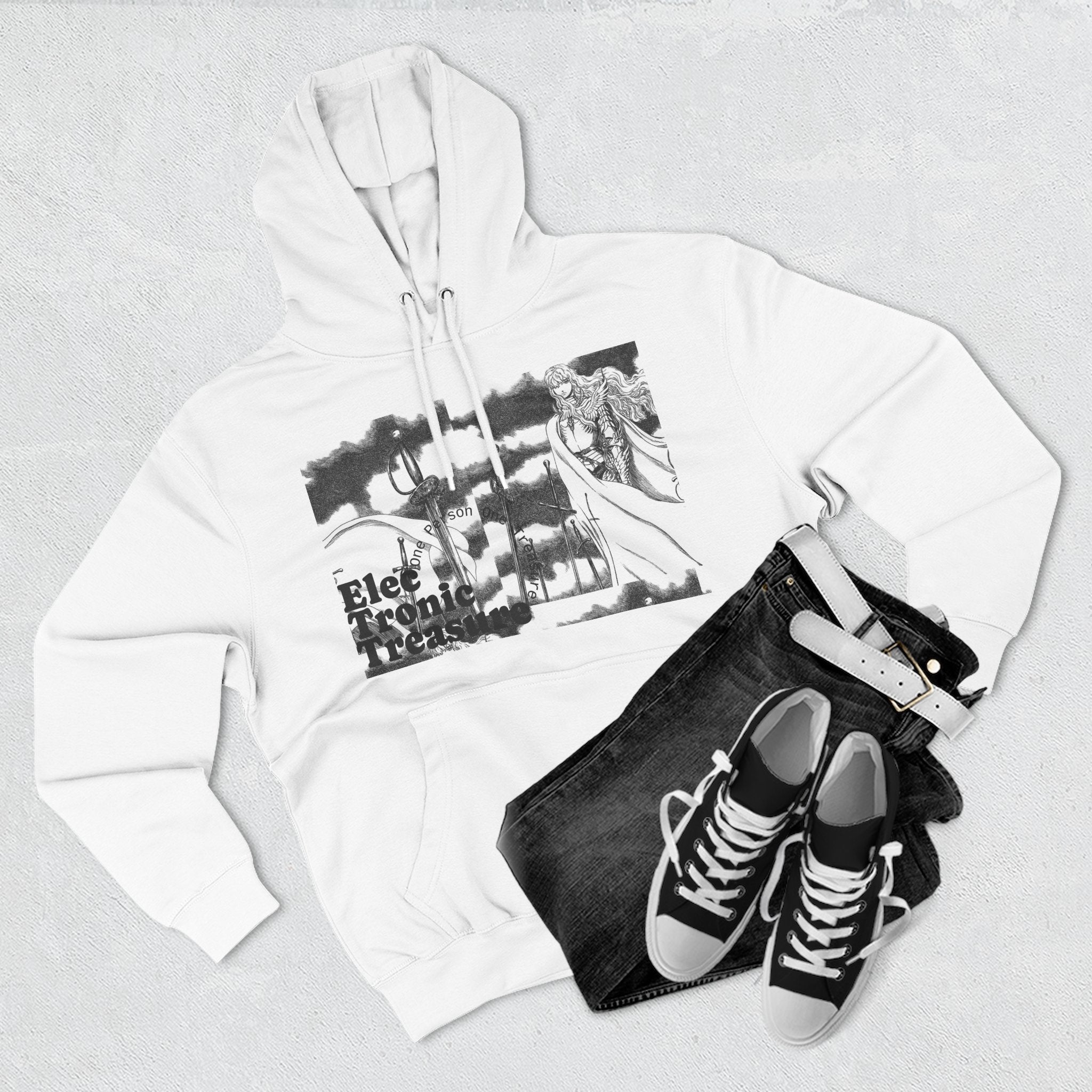 Griffith-Themed Fleece Hoodie — Electronic Treasure Graphic