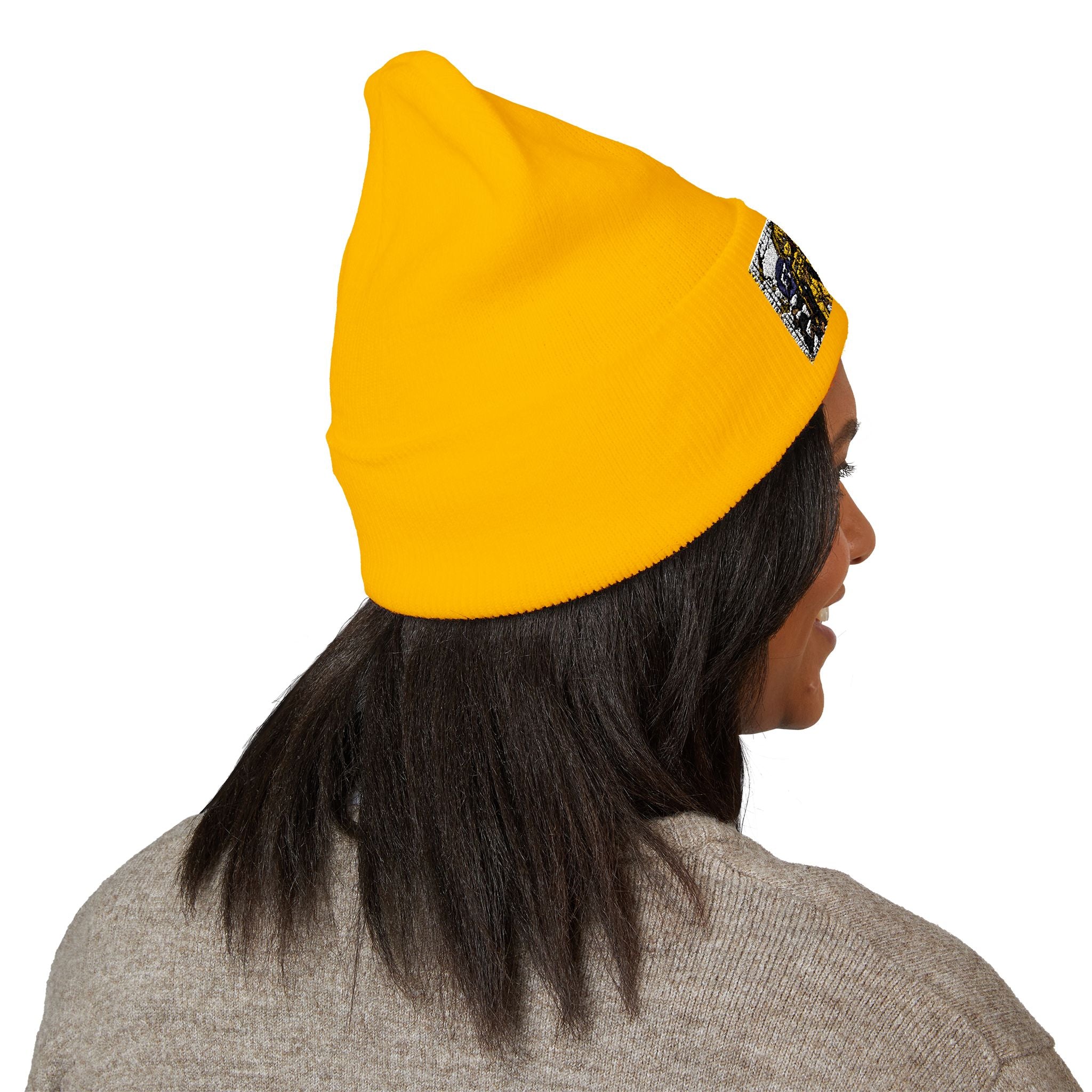 Yellow Haired Racer Embroidered Cuffed Beanie | Anime Racing Winter Hat | BMW Anime Streetwear Beanie | Vocaloid Car Club Knit Hat