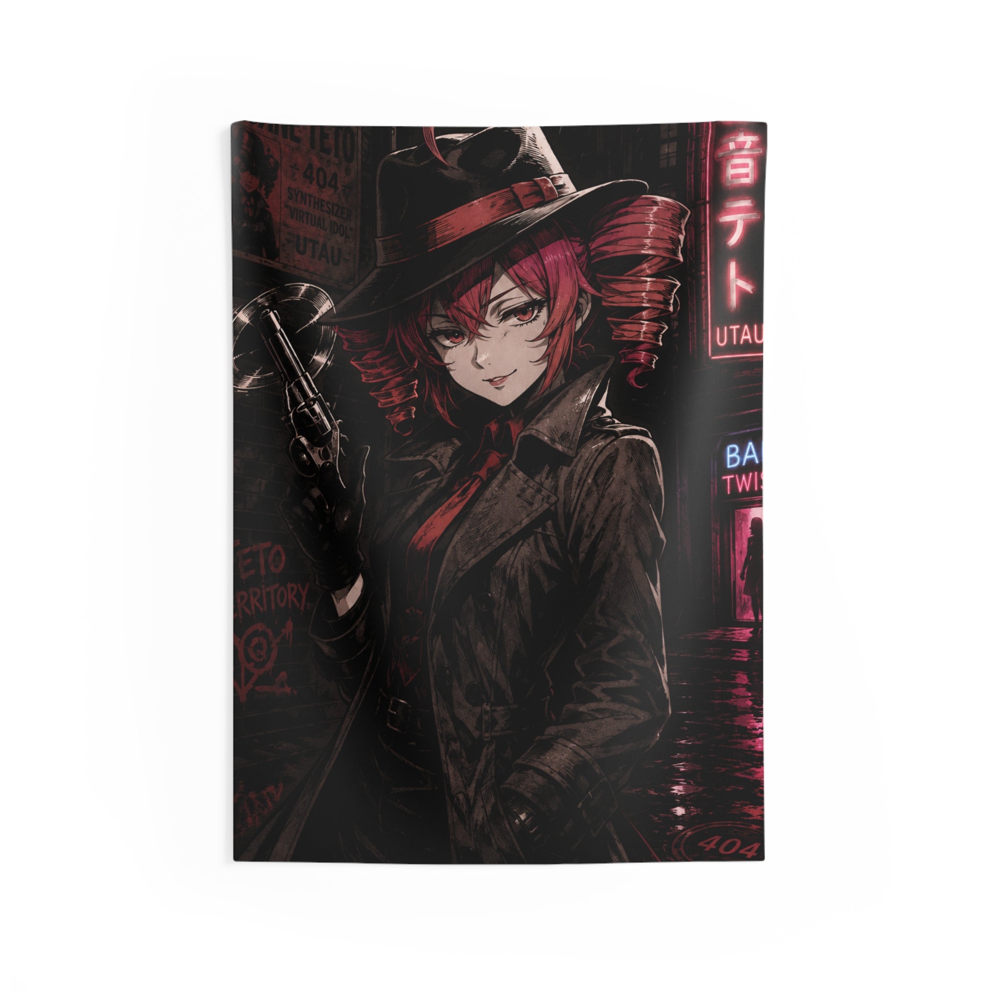 Wall Tapestry — Noir Detective Art, Crimson Gunslinger Aesthetic | Large Hanging Tapestry
