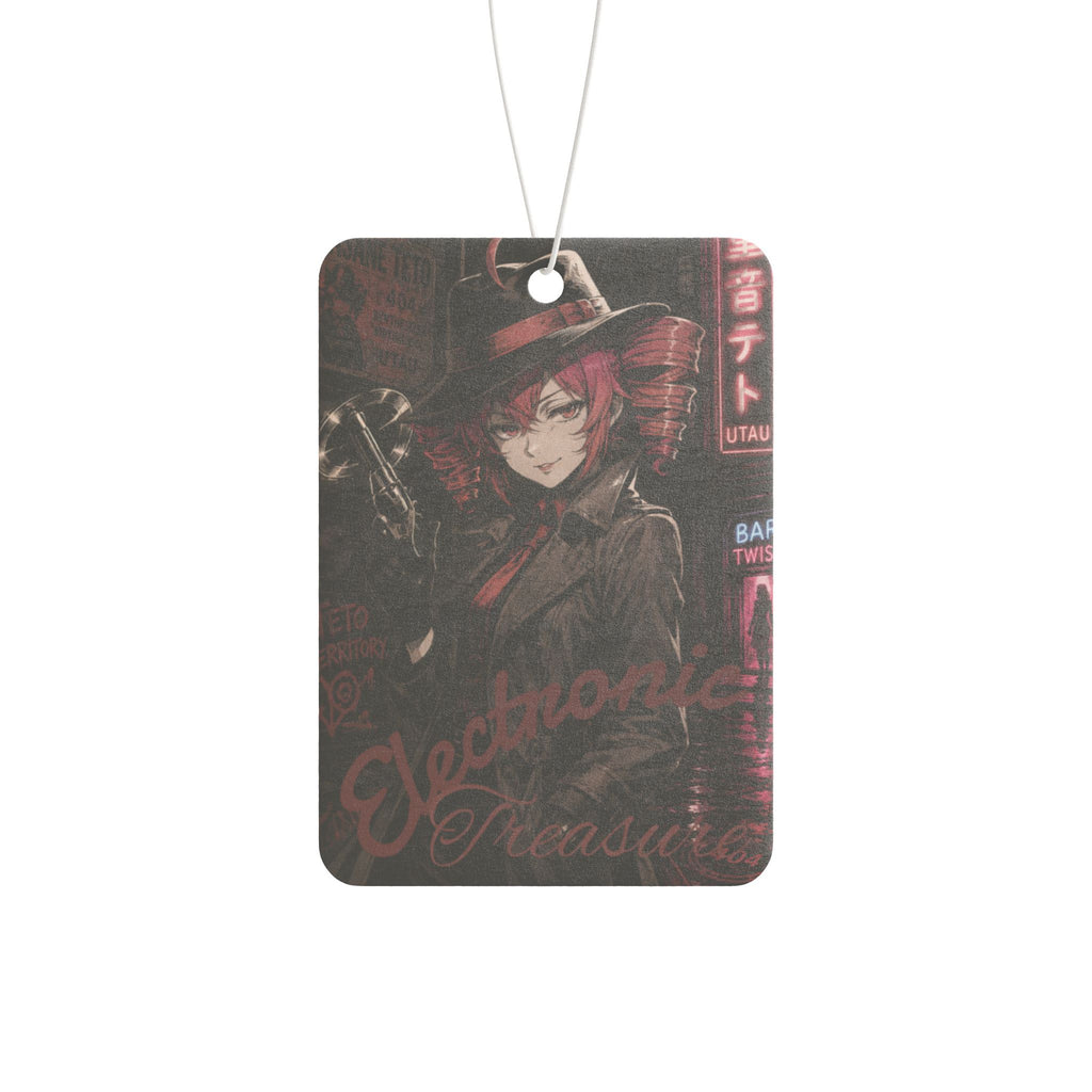 Kasane Teto "Gangsta Noir" Car Air Freshener | UTAU Anime Vocaloid-Style Detective Art | Electronic Treasure