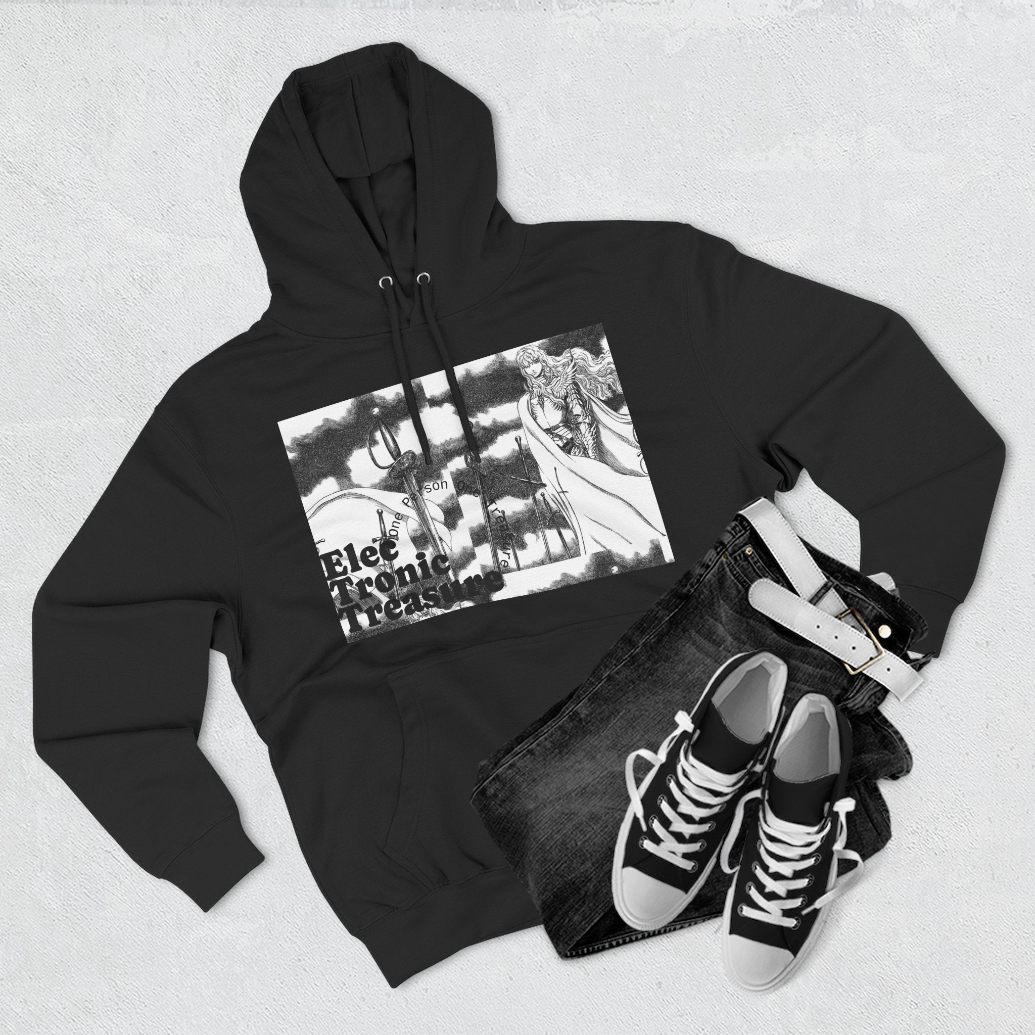 Griffith-Themed Fleece Hoodie — Electronic Treasure Graphic