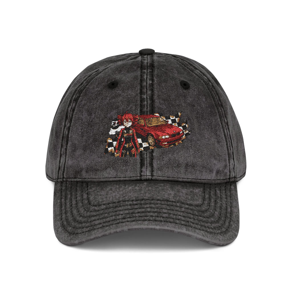 Red Haired Racer Vintage Embroidered Hat | Anime Racing Dad Cap | BMW Anime Washed Cap | Vocaloid Car Club Baseball Hat