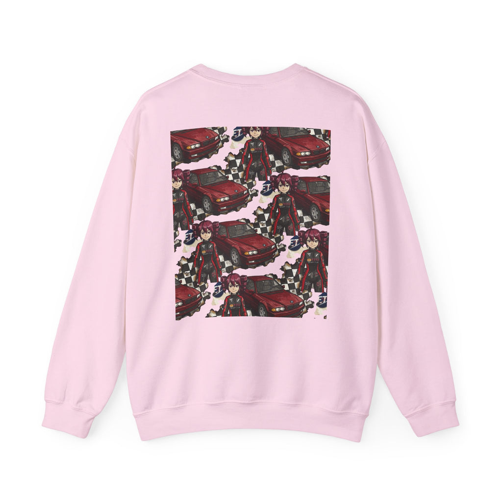 Red Retro Racer Anime Sweatshirt | Vaporwave JDM Car Graphic Crewneck | Y2K Streetwear Pullover | Unisex Racing Anime Print