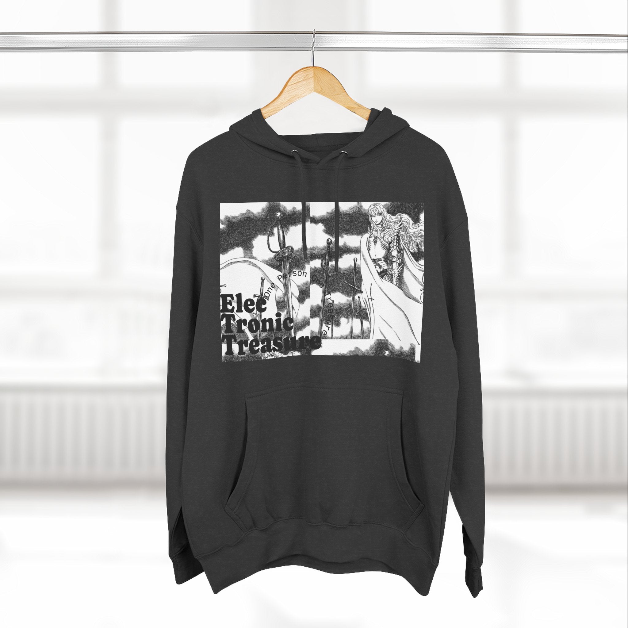 Griffith-Themed Fleece Hoodie — Electronic Treasure Graphic