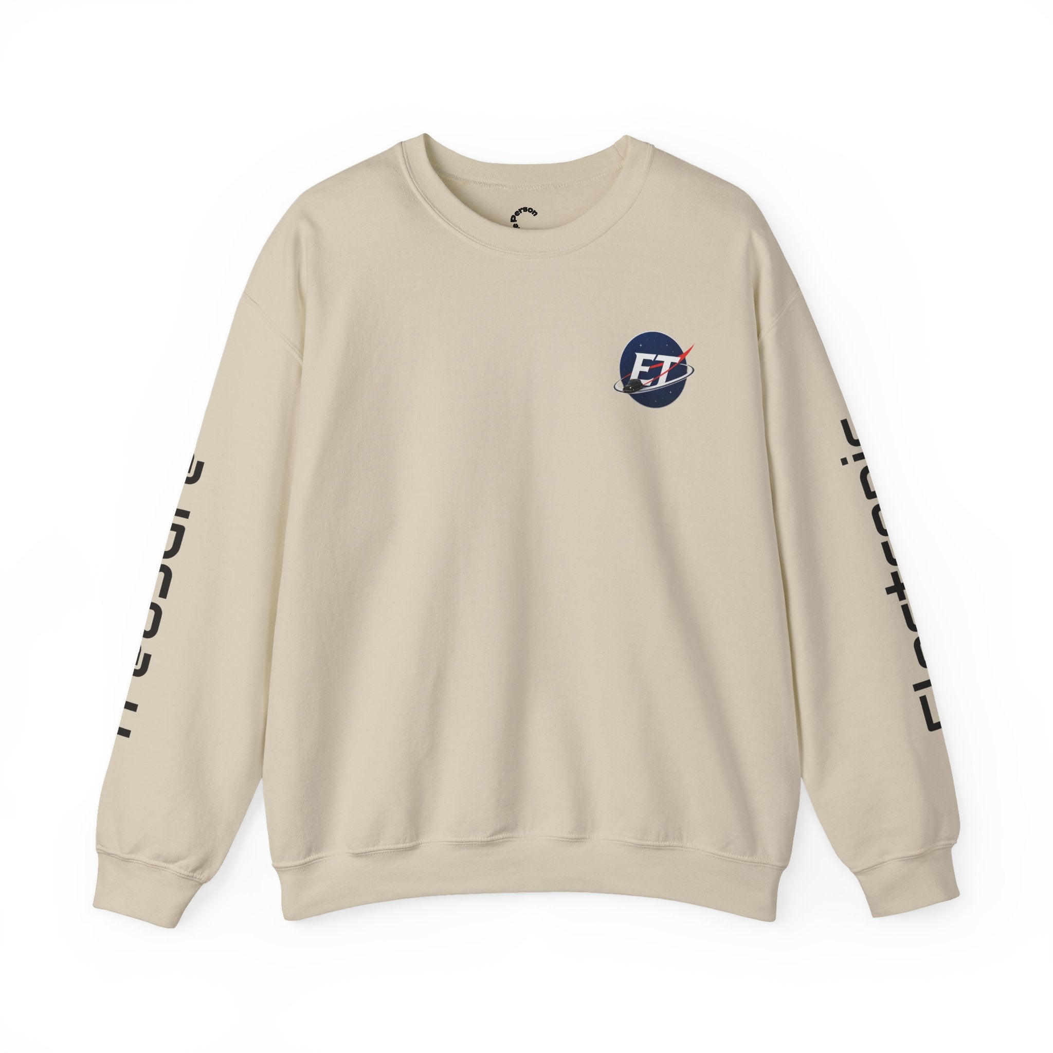 "Electronic Treasure" Embroidered Crewneck Sweater — Low Poly Rabbit Gunslinger Back Print | Unisex Long Sleeve