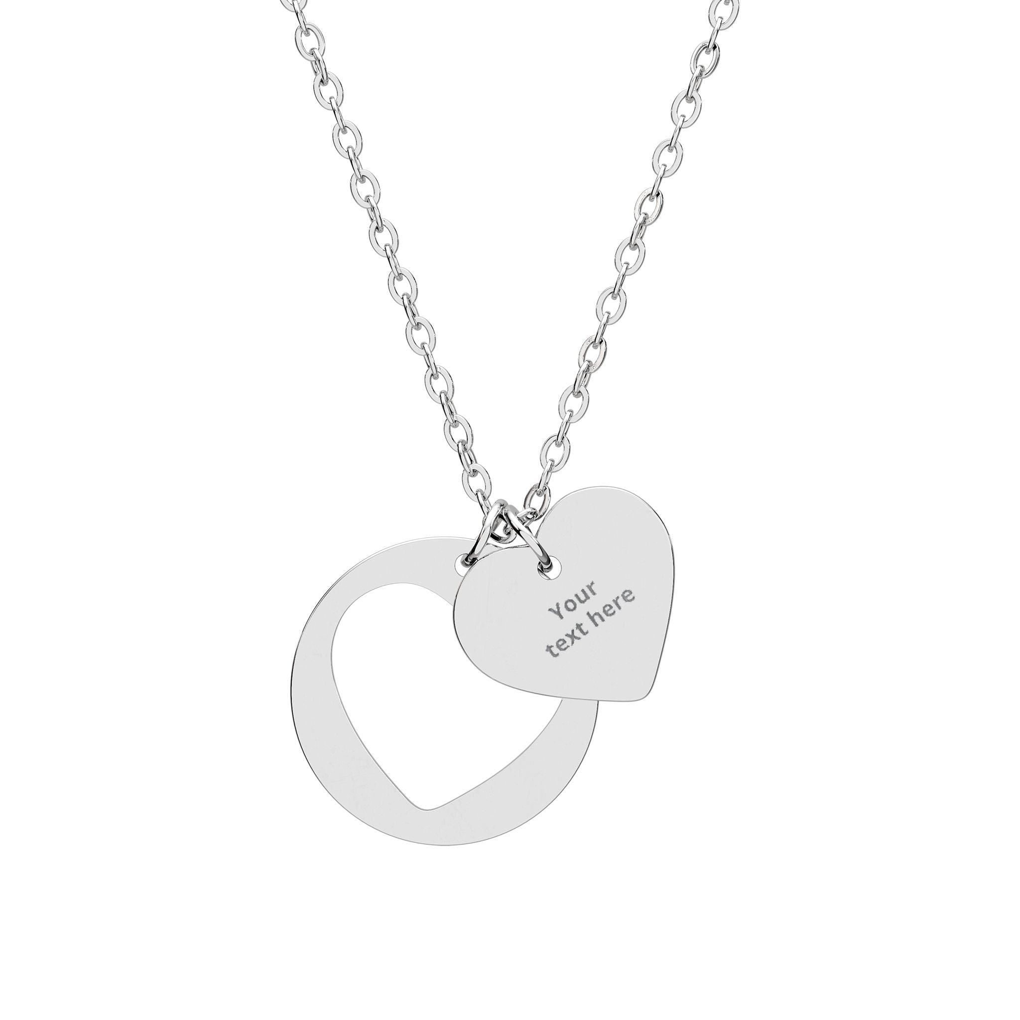 Engravable Heart Cutout Necklace Custom Text Pendant Necklace — Personalized Engraved Charm | Electronic Treasure