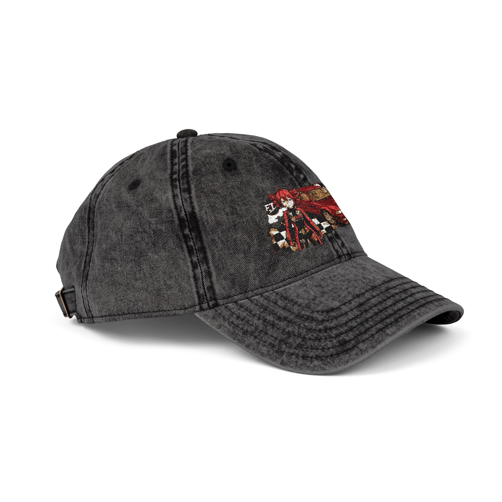 Red Haired Racer Vintage Embroidered Hat | Anime Racing Dad Cap | BMW Anime Washed Cap | Vocaloid Car Club Baseball Hat