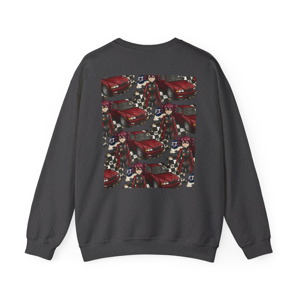 Red Retro Racer Anime Sweatshirt | Vaporwave JDM Car Graphic Crewneck | Y2K Streetwear Pullover | Unisex Racing Anime Print