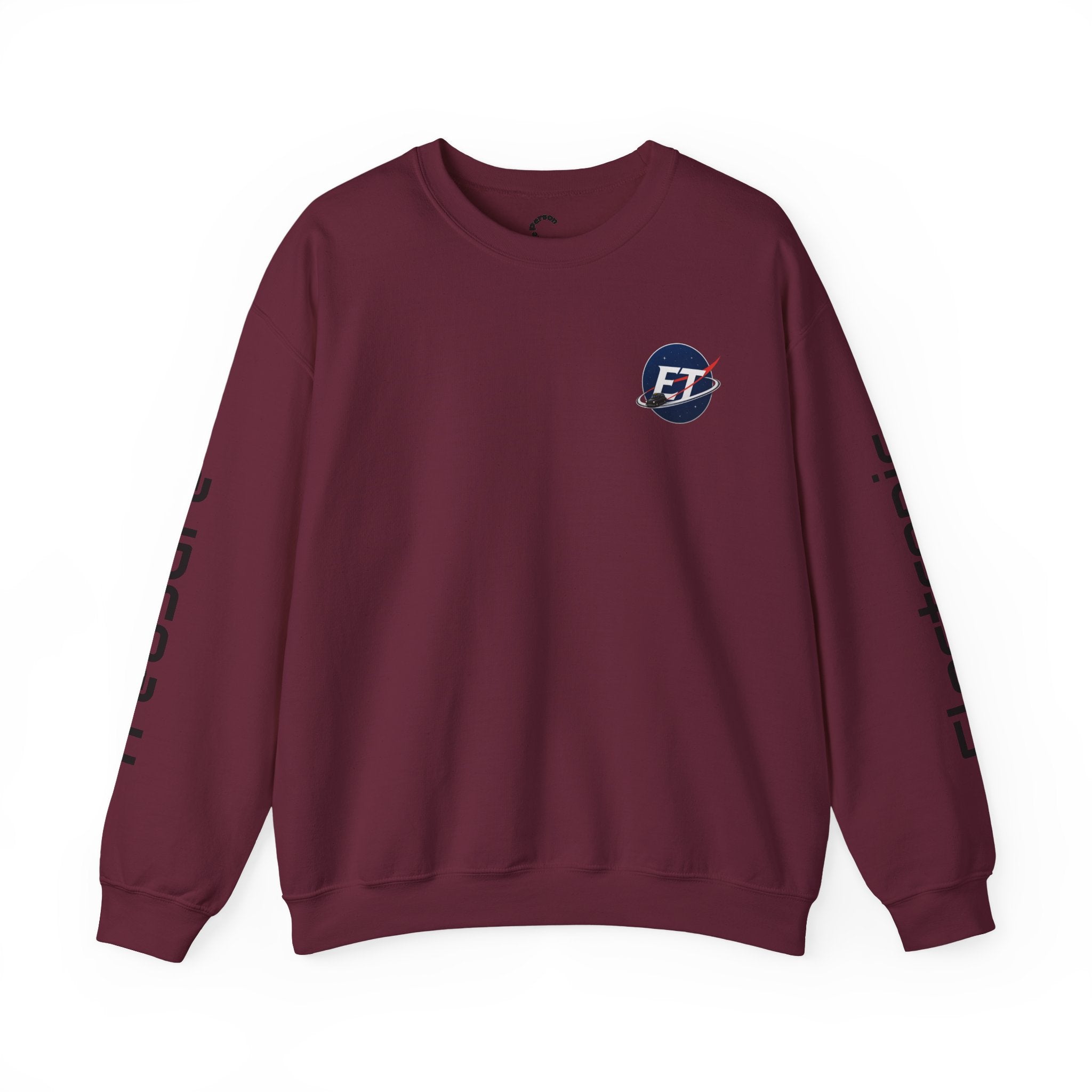 "Electronic Treasure" Embroidered Crewneck Sweater — Low Poly Rabbit Gunslinger Back Print | Unisex Long Sleeve