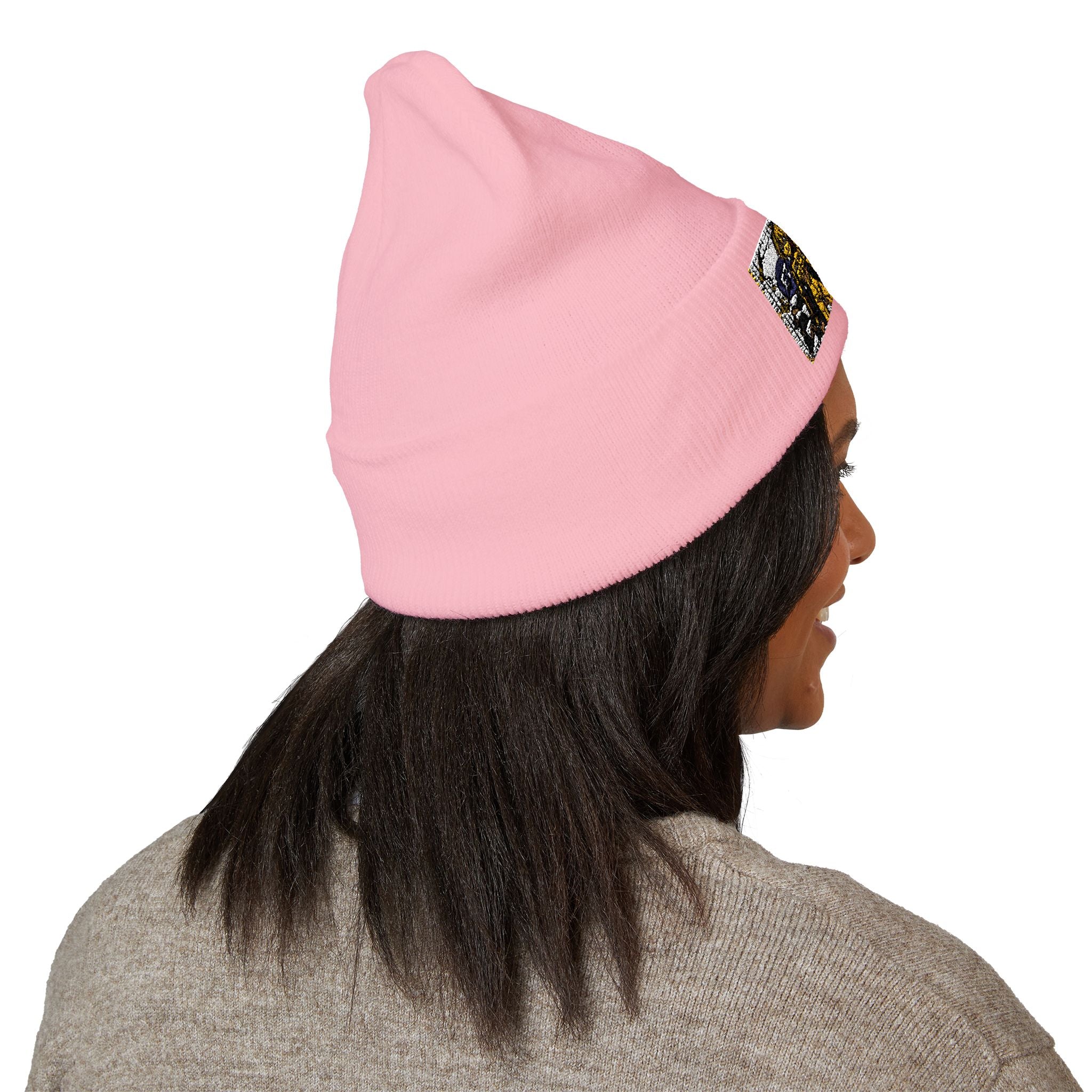 Yellow Haired Racer Embroidered Cuffed Beanie | Anime Racing Winter Hat | BMW Anime Streetwear Beanie | Vocaloid Car Club Knit Hat