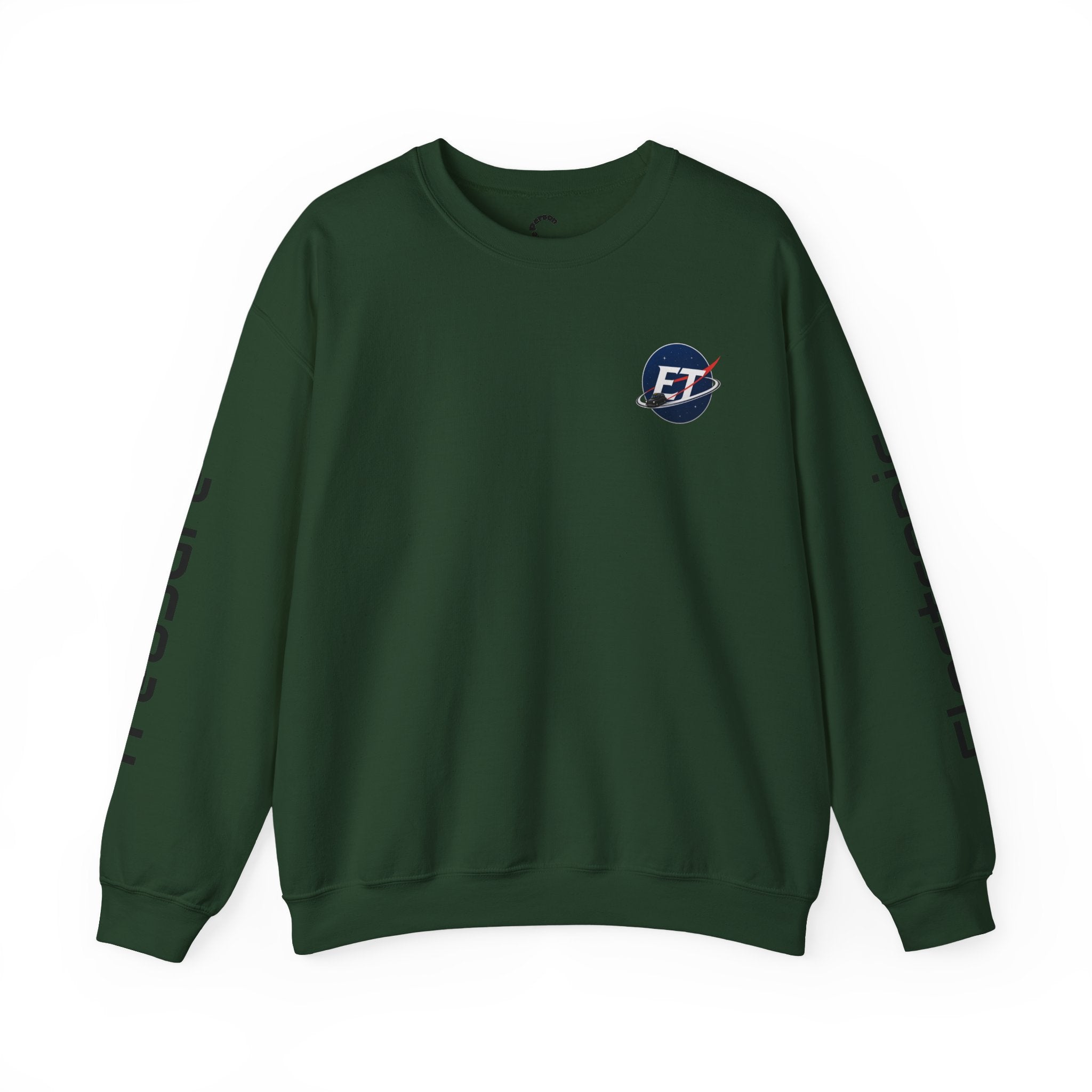 "Electronic Treasure" Embroidered Crewneck Sweater — Low Poly Rabbit Gunslinger Back Print | Unisex Long Sleeve