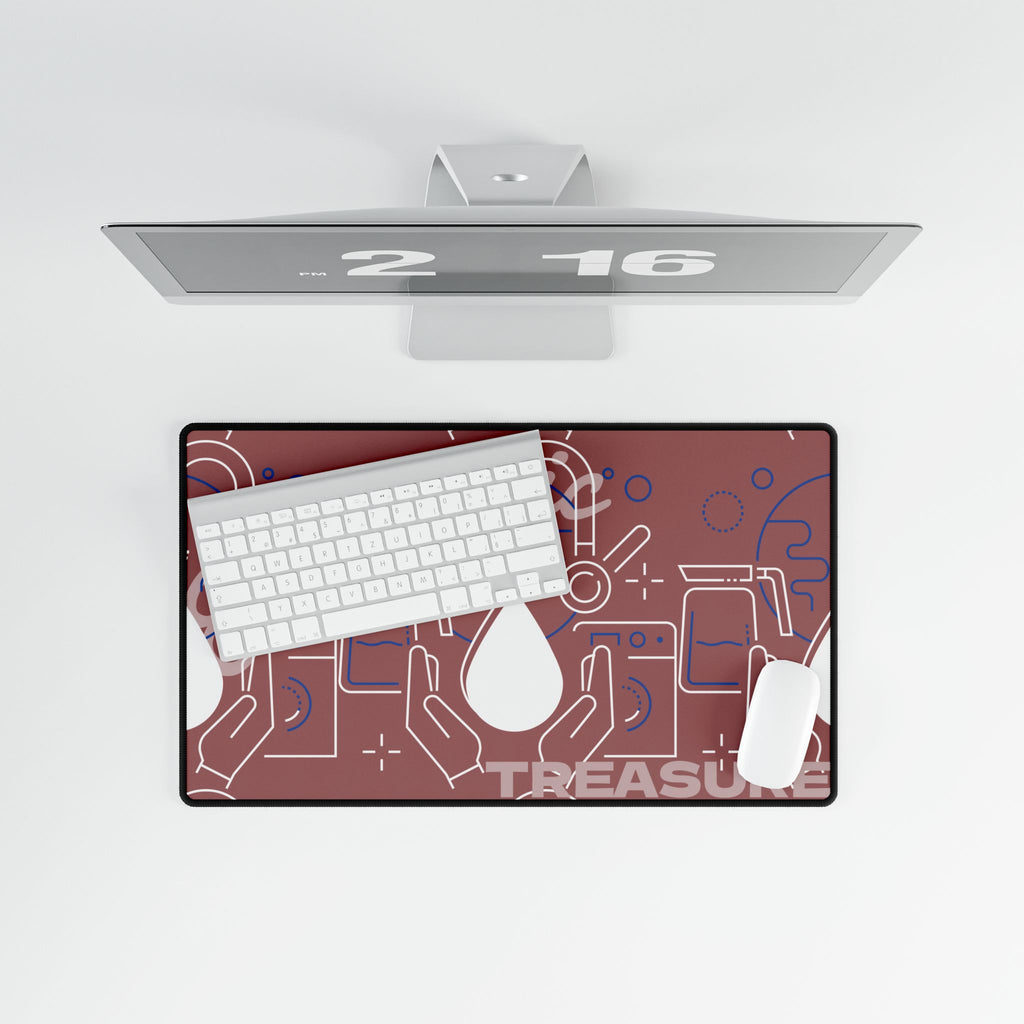 Electronic Treasure Cyberpunk Desk Mat — Neon Circuitry Treasure Map