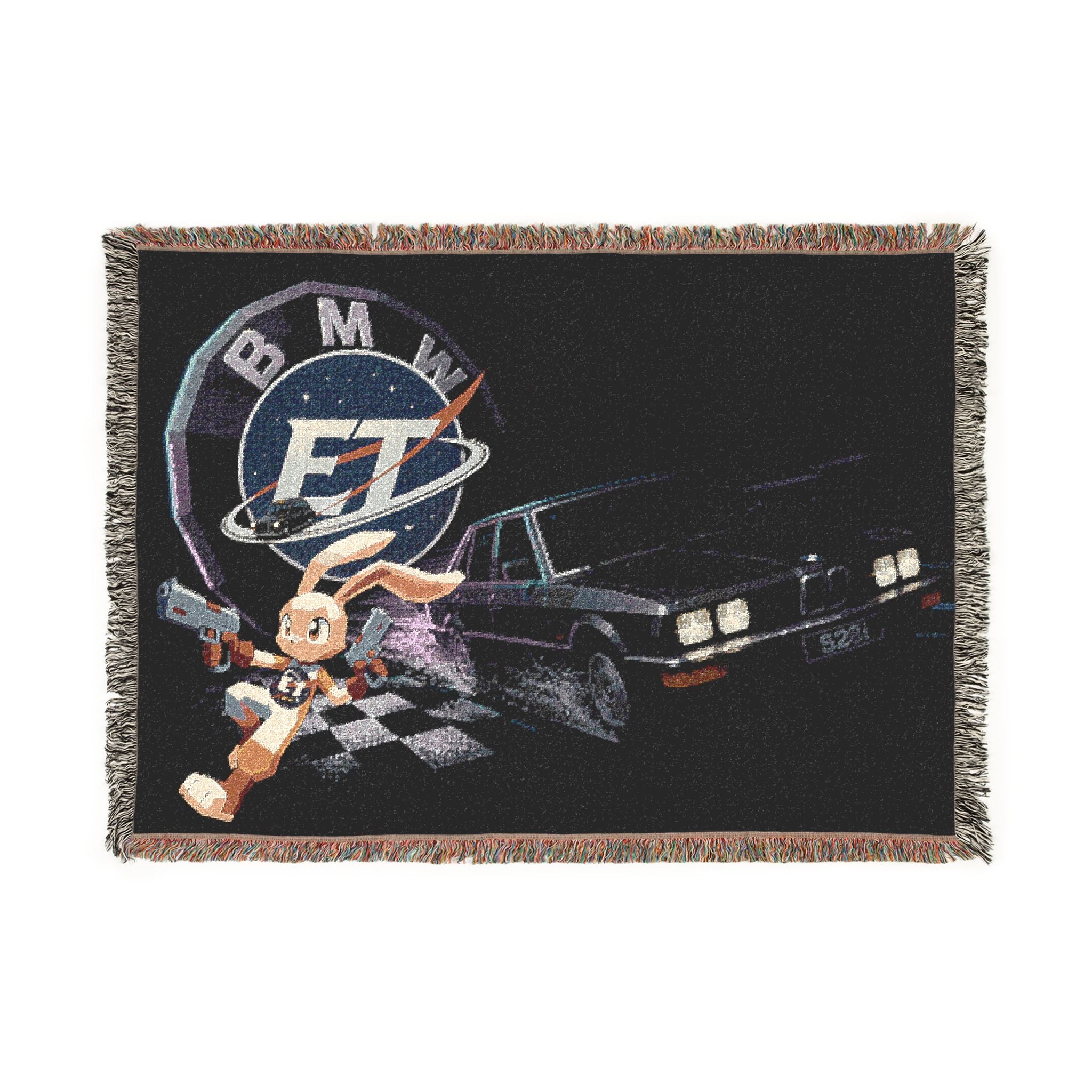 Electronic Treasure Woven Throw Blanket – Enzo Mascot Retro Car Art