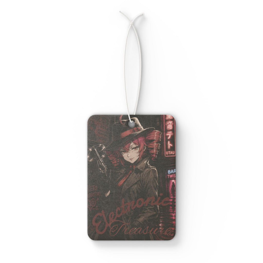Kasane Teto "Gangsta Noir" Car Air Freshener | UTAU Anime Vocaloid-Style Detective Art | Electronic Treasure