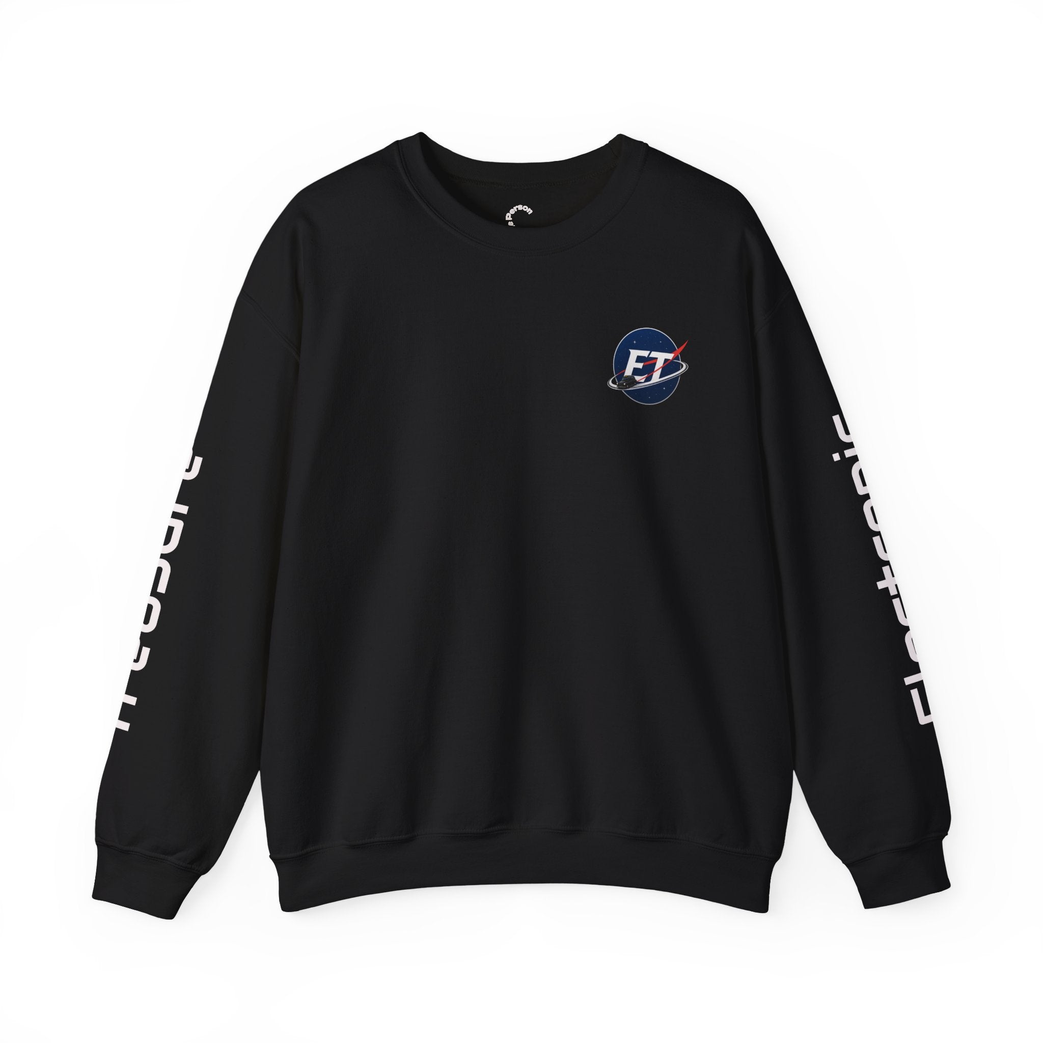 "Electronic Treasure" Embroidered Crewneck Sweater — Low Poly Rabbit Gunslinger Back Print | Unisex Long Sleeve
