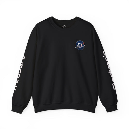 "Electronic Treasure" Embroidered Crewneck Sweater — Low Poly Rabbit Gunslinger Back Print | Unisex Long Sleeve