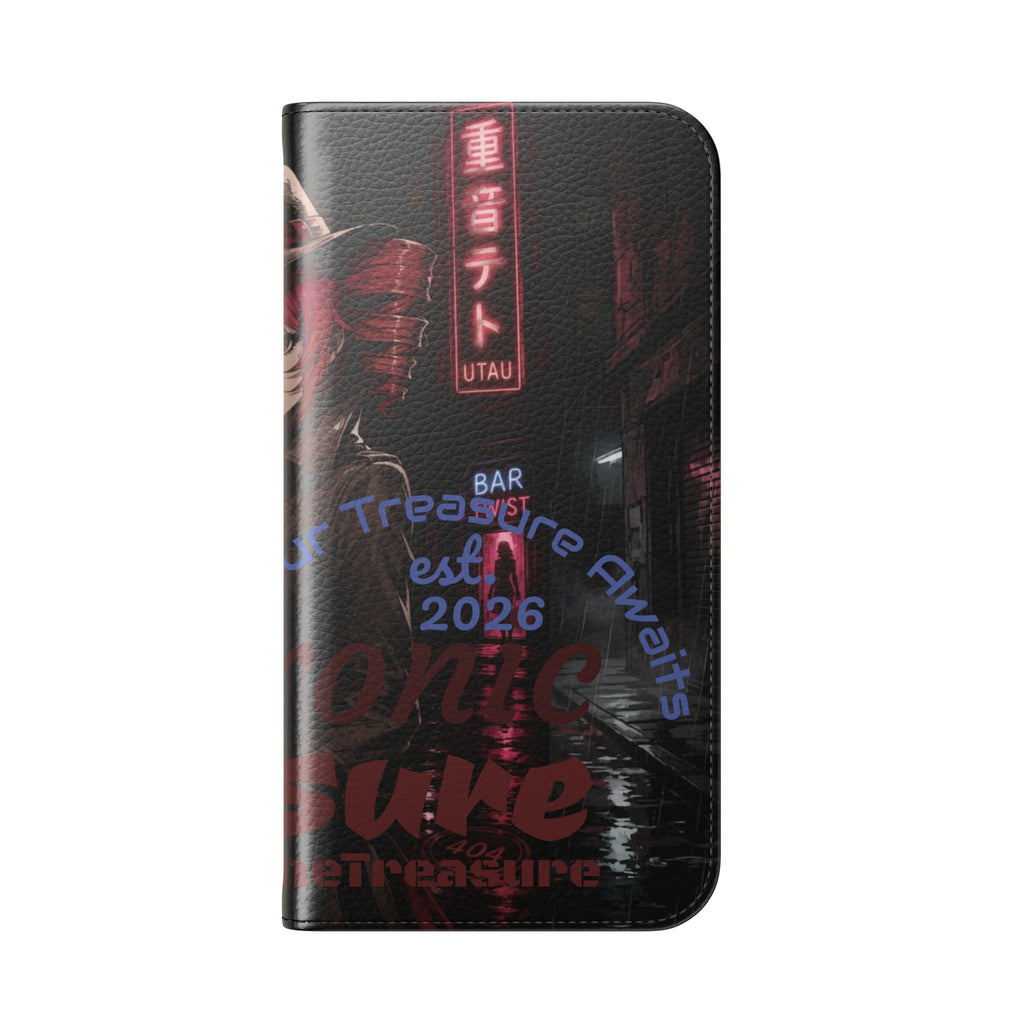Kasane Teto "Gangsta Noir" Flip Phone Case | Gothic Anime Wallet Cover | Electronic Treasure