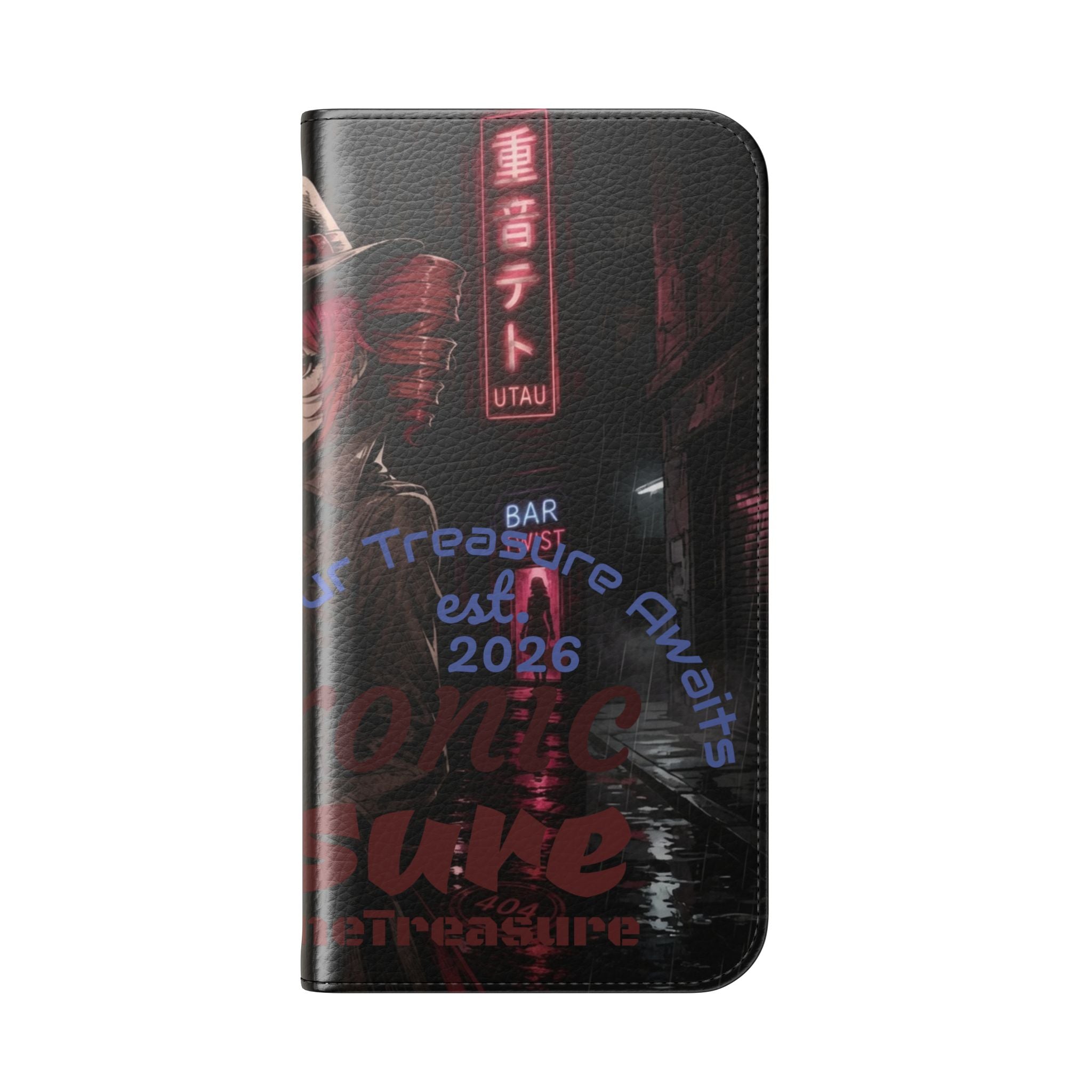 Kasane Teto "Gangsta Noir" Flip Phone Case | Gothic Anime Wallet Cover | Electronic Treasure