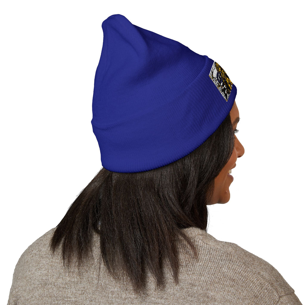 Yellow Haired Racer Embroidered Cuffed Beanie | Anime Racing Winter Hat | BMW Anime Streetwear Beanie | Vocaloid Car Club Knit Hat