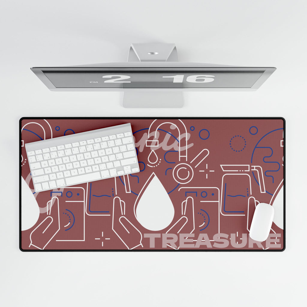 Electronic Treasure Cyberpunk Desk Mat — Neon Circuitry Treasure Map