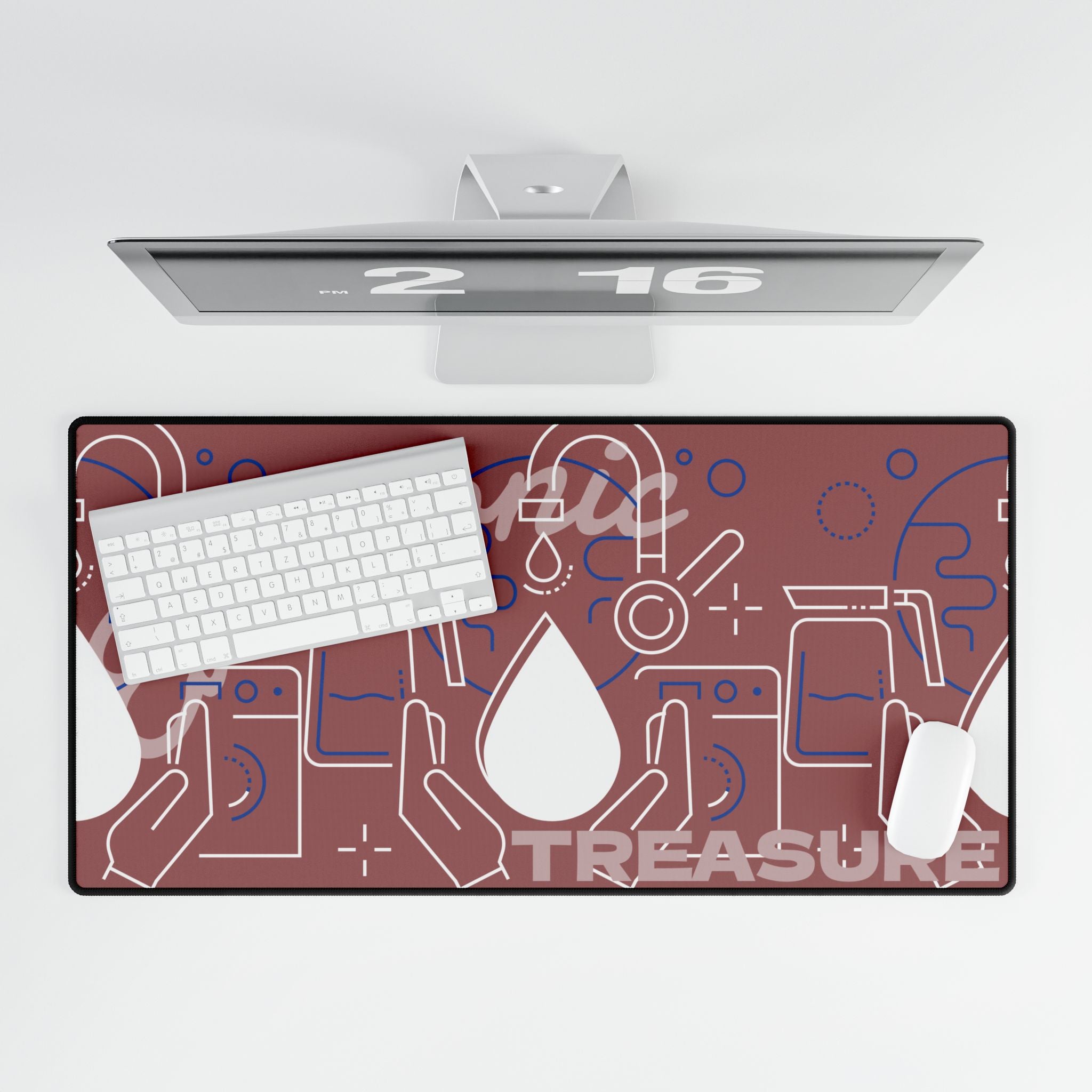 Electronic Treasure Cyberpunk Desk Mat — Neon Circuitry Treasure Map