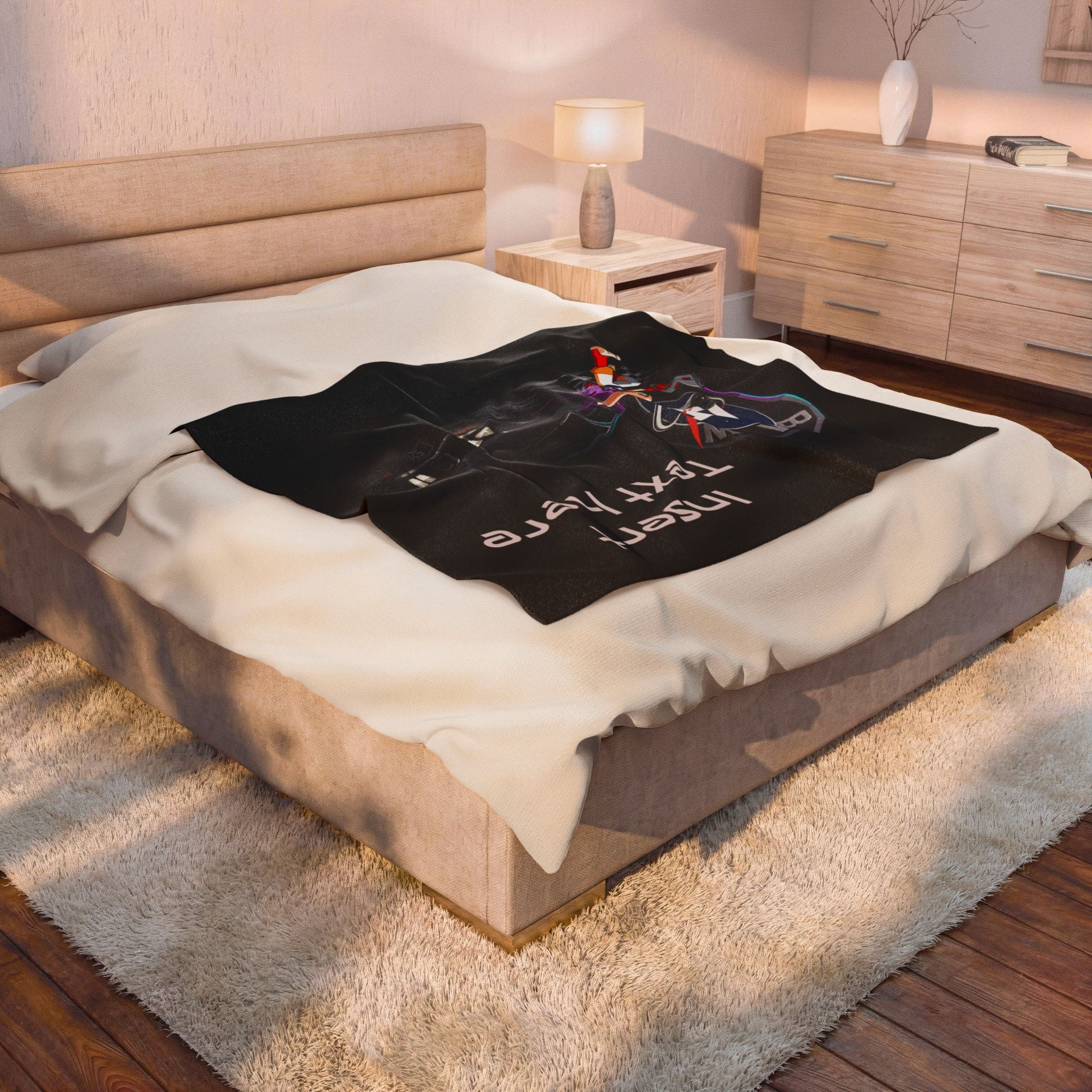 Electronic Treasure Velveteen Plush Blanket – Enzo Mascot Retro Racer Design