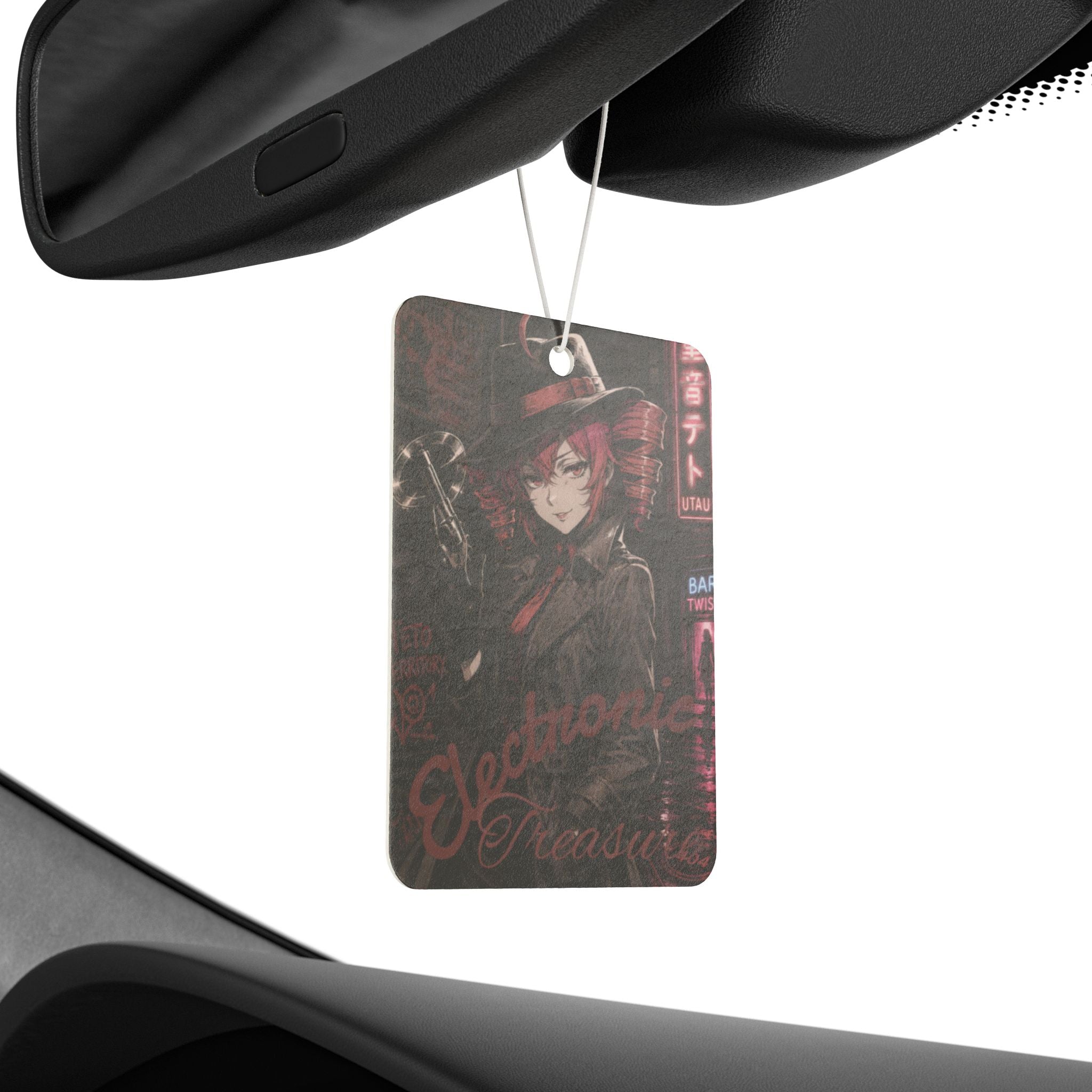 Kasane Teto "Gangsta Noir" Car Air Freshener | UTAU Anime Vocaloid-Style Detective Art | Electronic Treasure