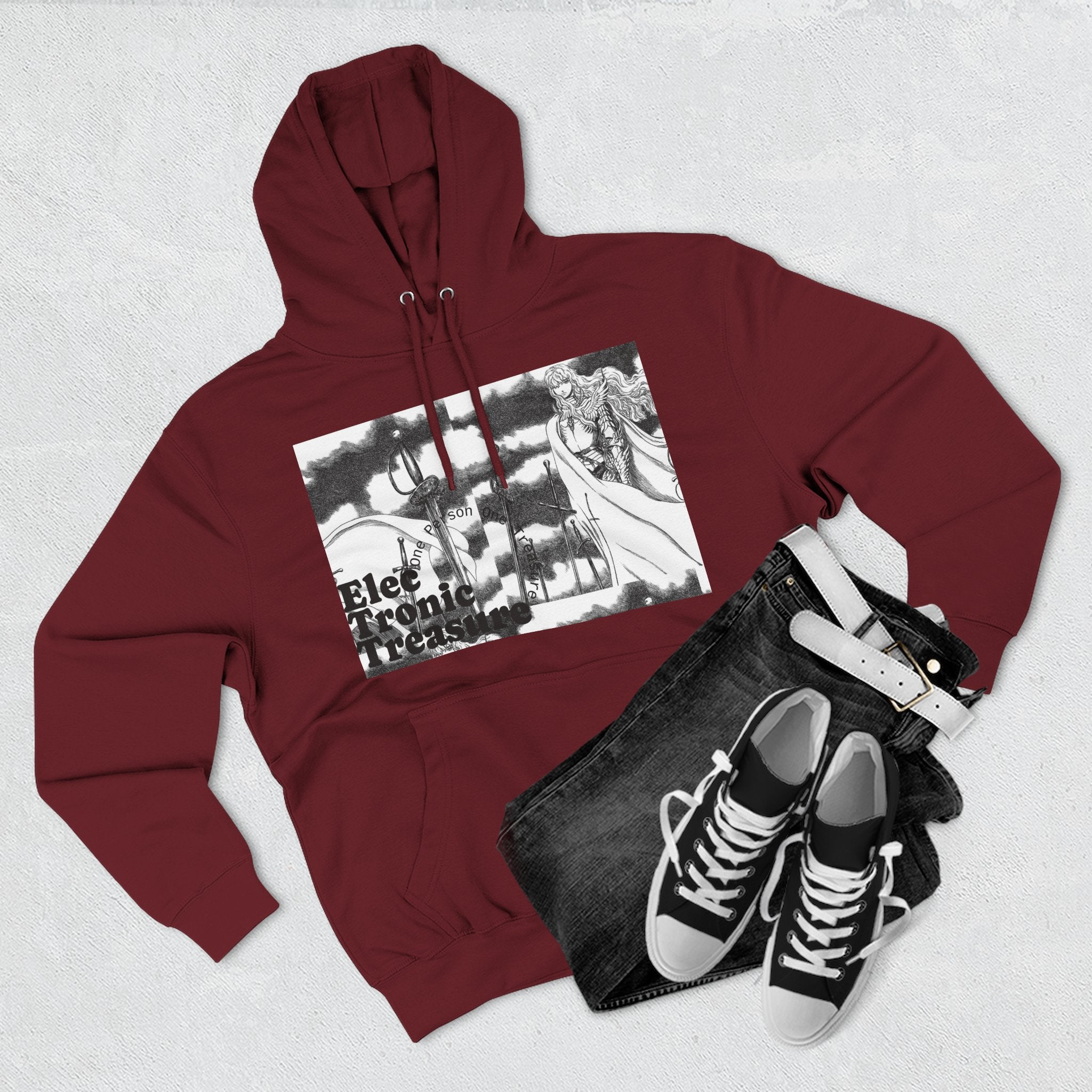 Griffith-Themed Fleece Hoodie — Electronic Treasure Graphic