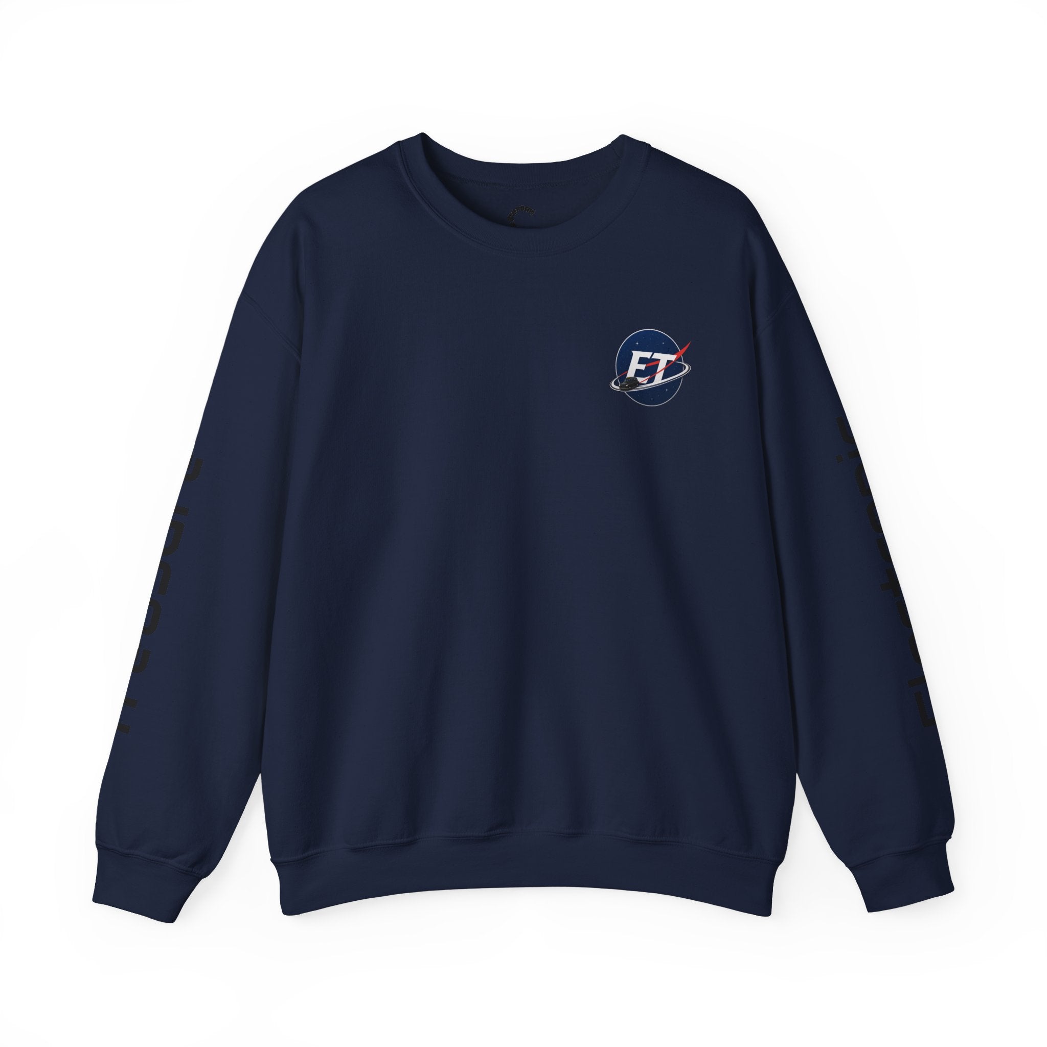 "Electronic Treasure" Embroidered Crewneck Sweater — Low Poly Rabbit Gunslinger Back Print | Unisex Long Sleeve