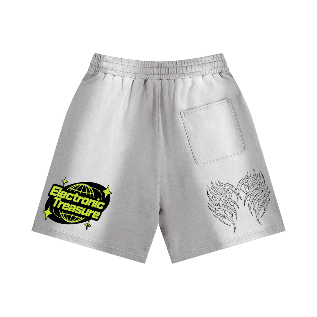 electronictreasure,vault,shorts,distressed,streetwear,vintage,oversized,graphic,tribal,y2k