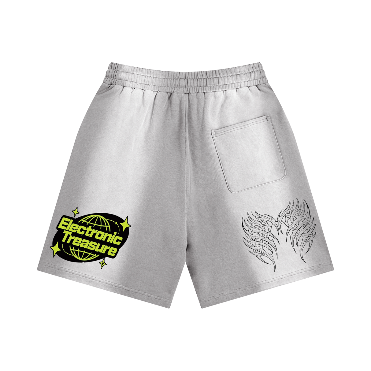 electronictreasure,vault,shorts,distressed,streetwear,vintage,oversized,graphic,tribal,y2k