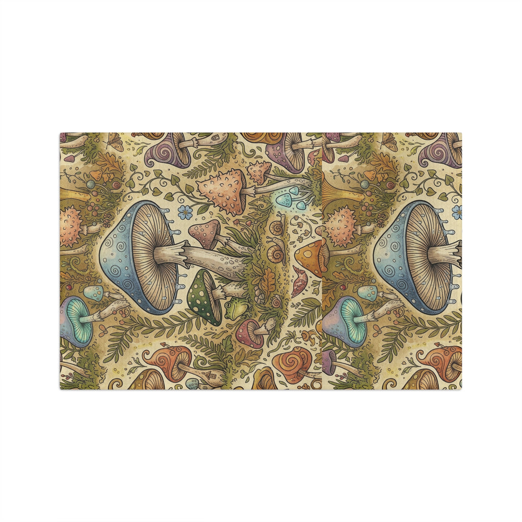 Woodland Mushroom Microfiber Tea Towel – Vintage Forest Fungi Kitchen Towel