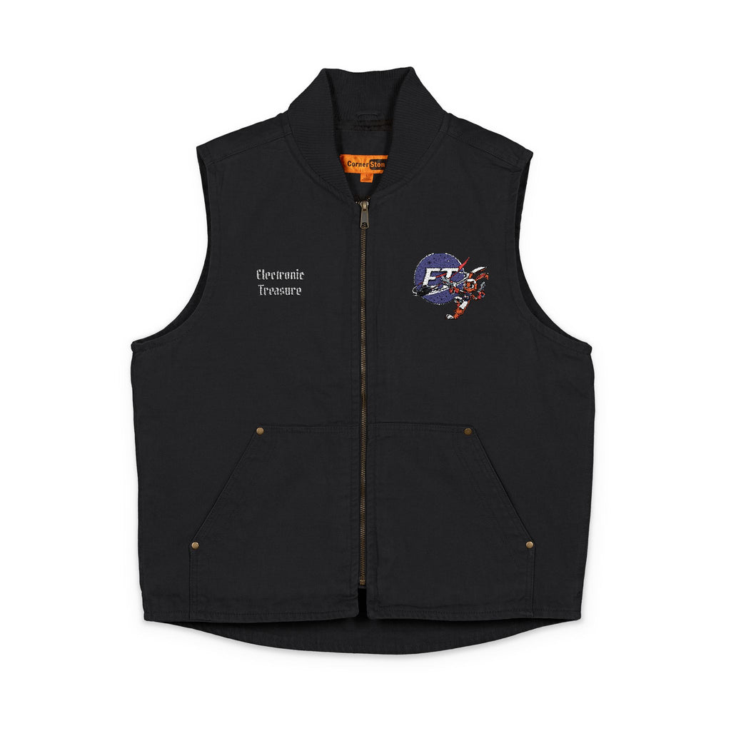 Electronic Treasure x CornerStone Washed Duck Cloth Vest | Custom Embroidered Enzo Mascot | Personalized Workwear Streetwear Vest | Anime Work Vest