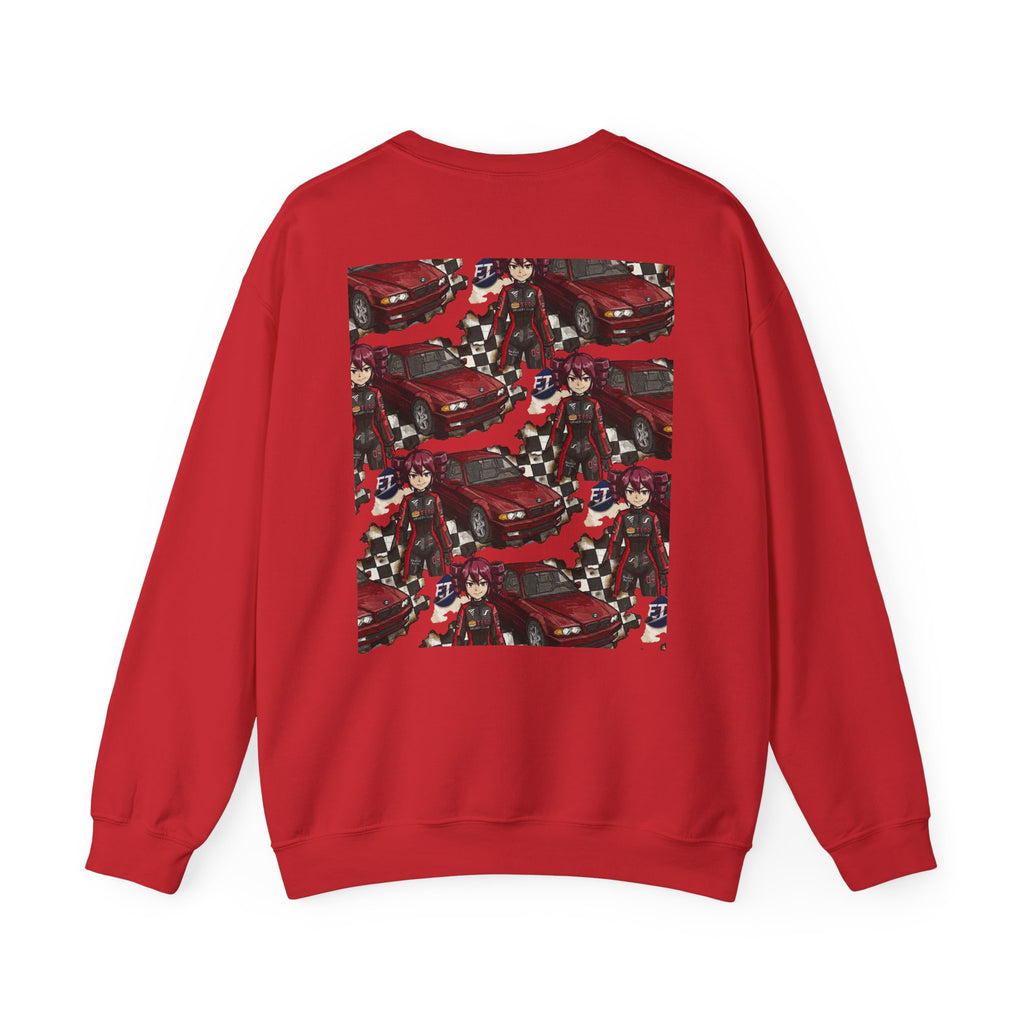 Red Retro Racer Anime Sweatshirt | Vaporwave JDM Car Graphic Crewneck | Y2K Streetwear Pullover | Unisex Racing Anime Print