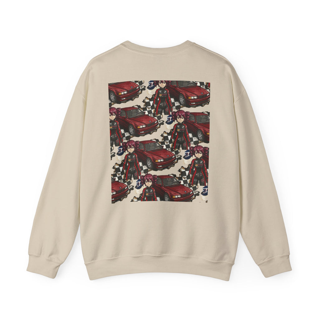 Red Retro Racer Anime Sweatshirt | Vaporwave JDM Car Graphic Crewneck | Y2K Streetwear Pullover | Unisex Racing Anime Print
