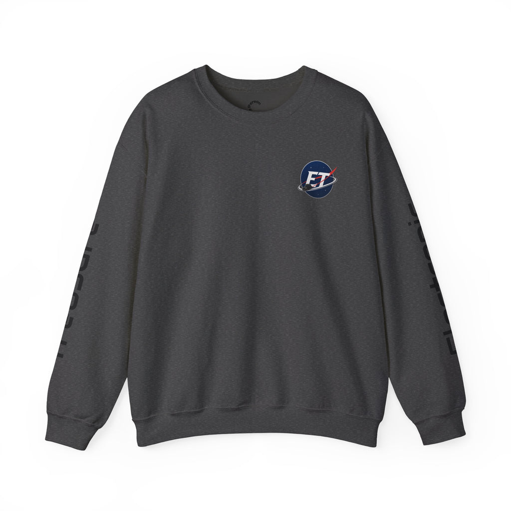 "Electronic Treasure" Embroidered Crewneck Sweater — Low Poly Rabbit Gunslinger Back Print | Unisex Long Sleeve