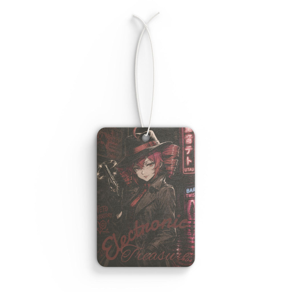 Kasane Teto "Gangsta Noir" Car Air Freshener | UTAU Anime Vocaloid-Style Detective Art | Electronic Treasure