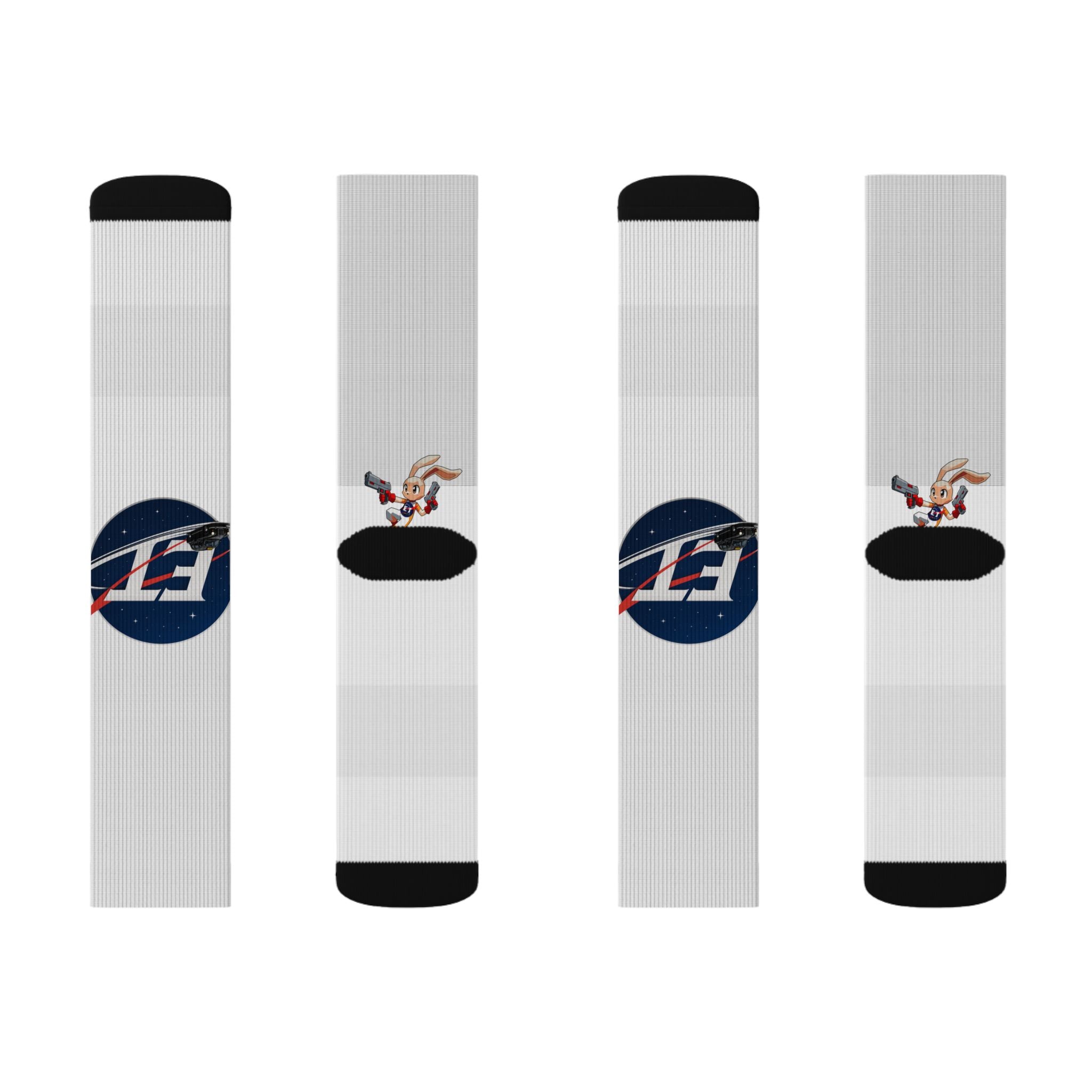 Electronic Treasure Sublimation Socks – Enzo Mascot & Electronic Treasure Logo Design
