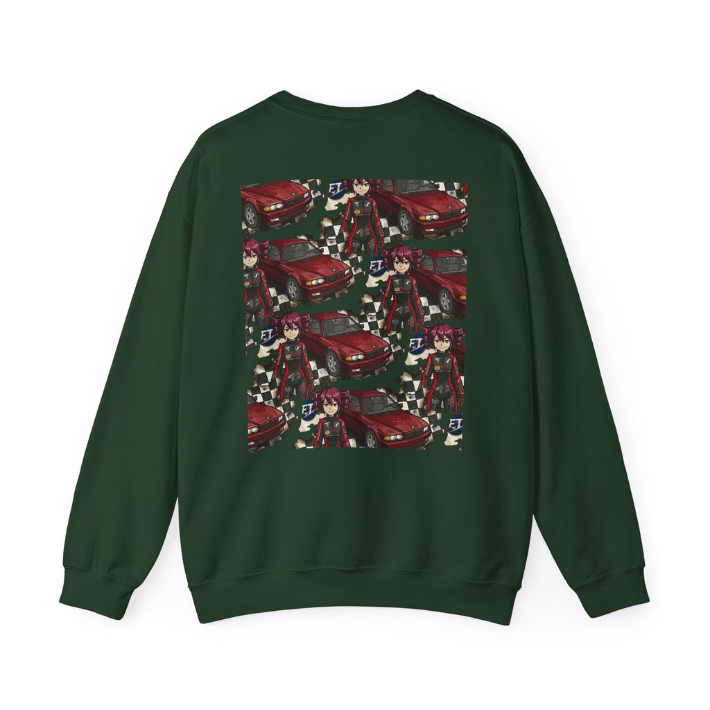 Red Retro Racer Anime Sweatshirt | Vaporwave JDM Car Graphic Crewneck | Y2K Streetwear Pullover | Unisex Racing Anime Print
