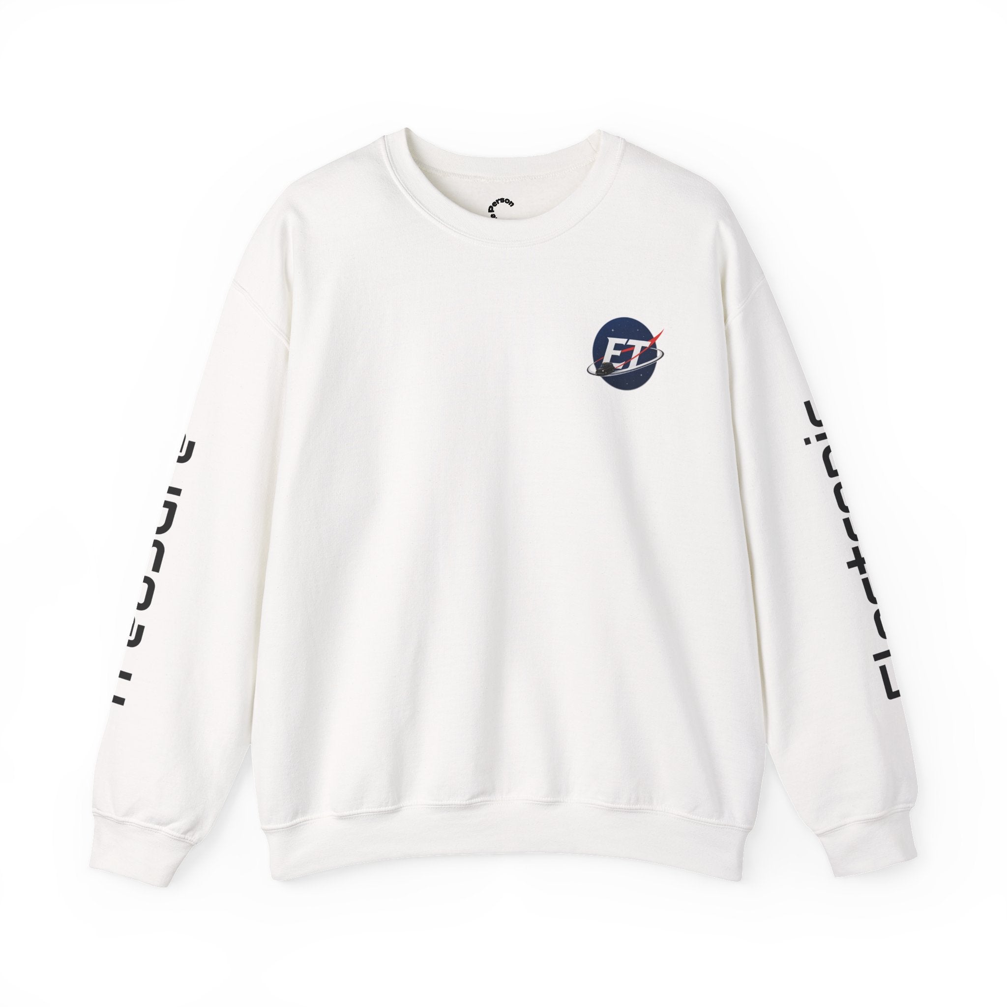 "Electronic Treasure" Embroidered Crewneck Sweater — Low Poly Rabbit Gunslinger Back Print | Unisex Long Sleeve