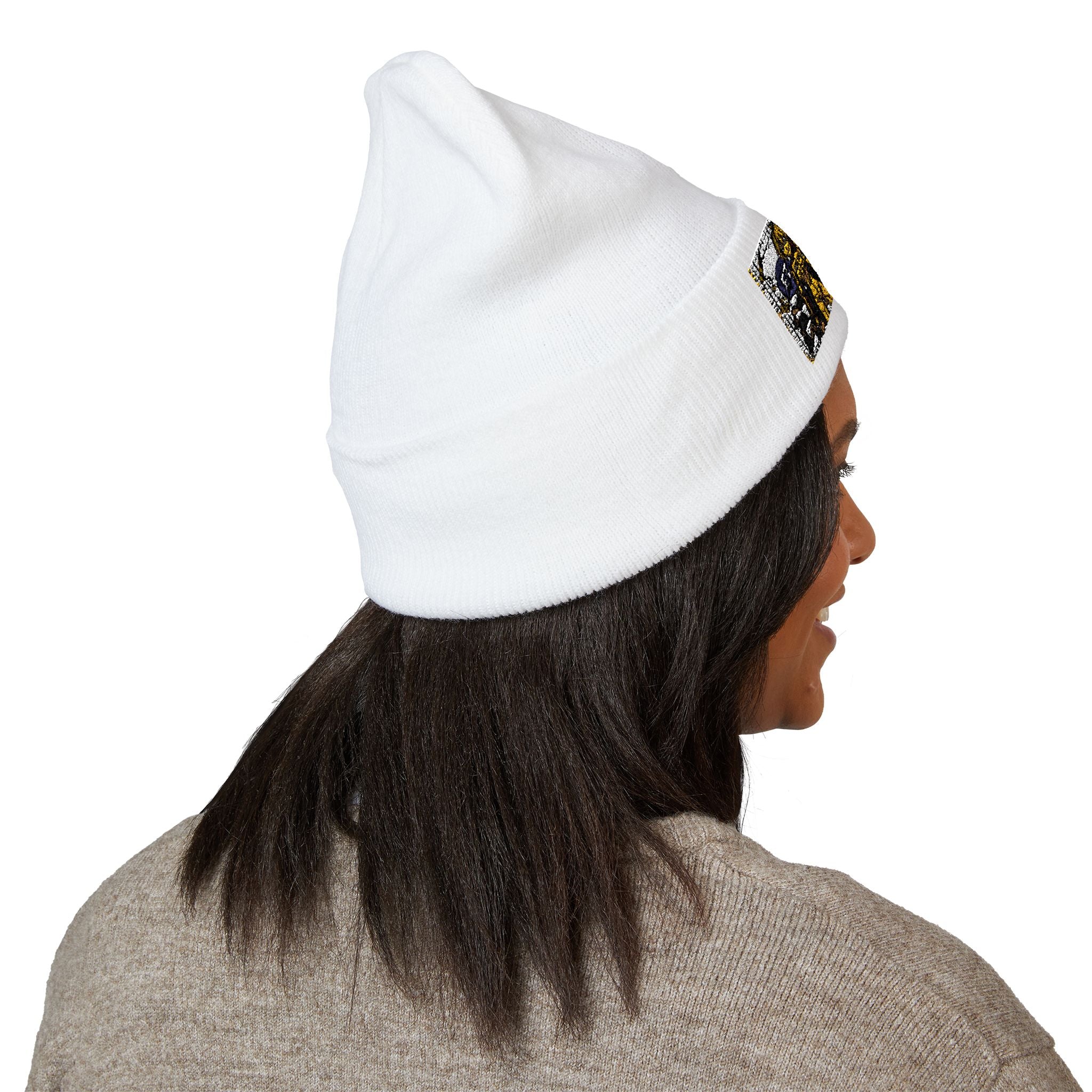 Yellow Haired Racer Embroidered Cuffed Beanie | Anime Racing Winter Hat | BMW Anime Streetwear Beanie | Vocaloid Car Club Knit Hat